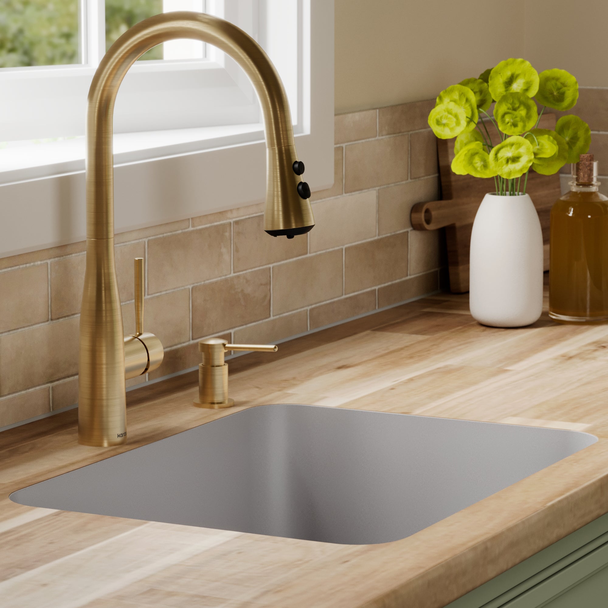 24-1/8" Seamless Undermount Single Bowl Quartz Composite Kitchen Sink In Grey