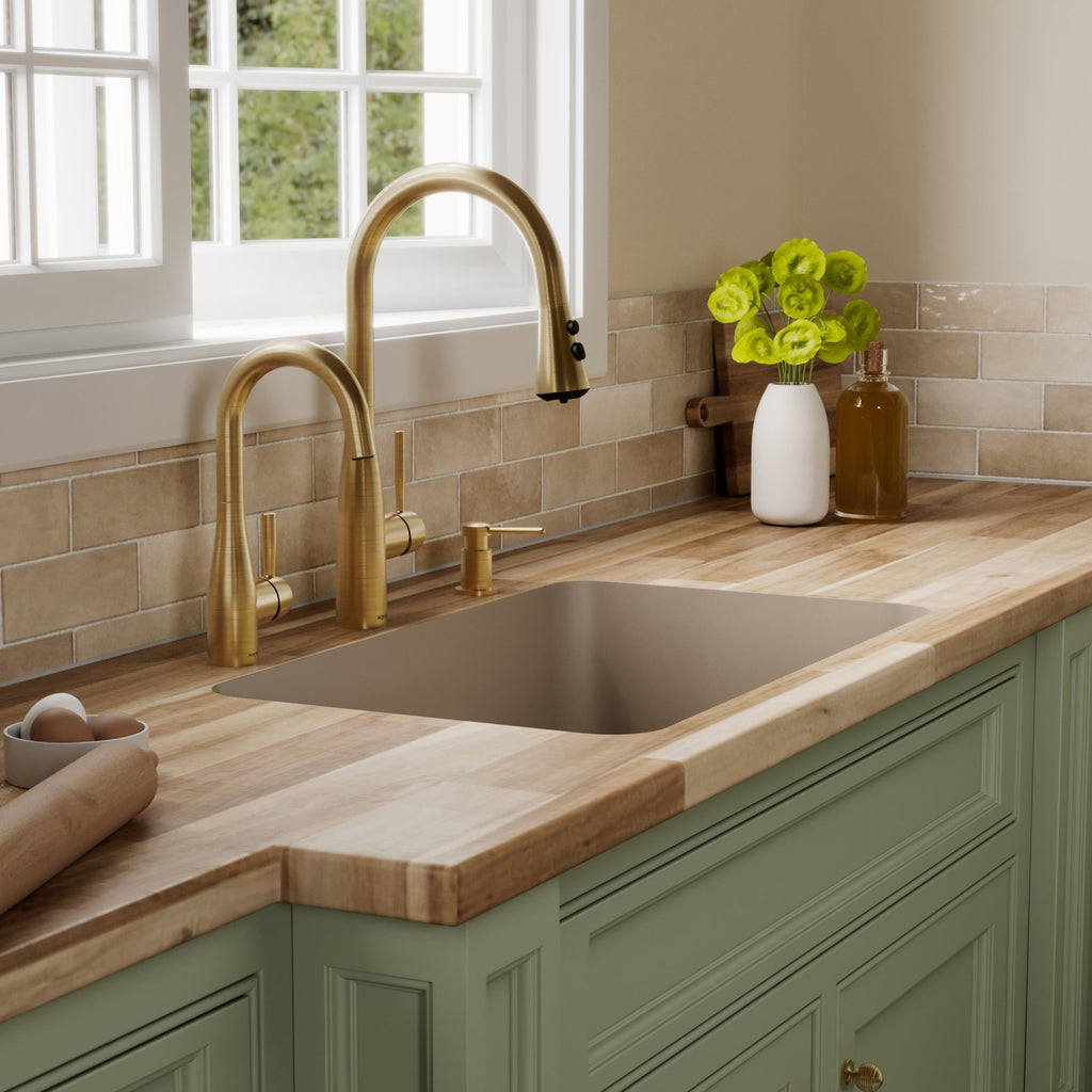 30-7/8" Seamless Undermount Large Single Bowl Quartz Composite Kitchen Sink In Concrete