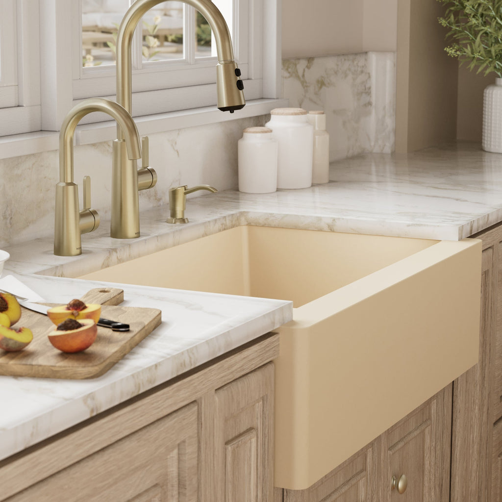 34" Farmhouse Double Equal Bowl Quartz Composite Kitchen Sink In Bisque