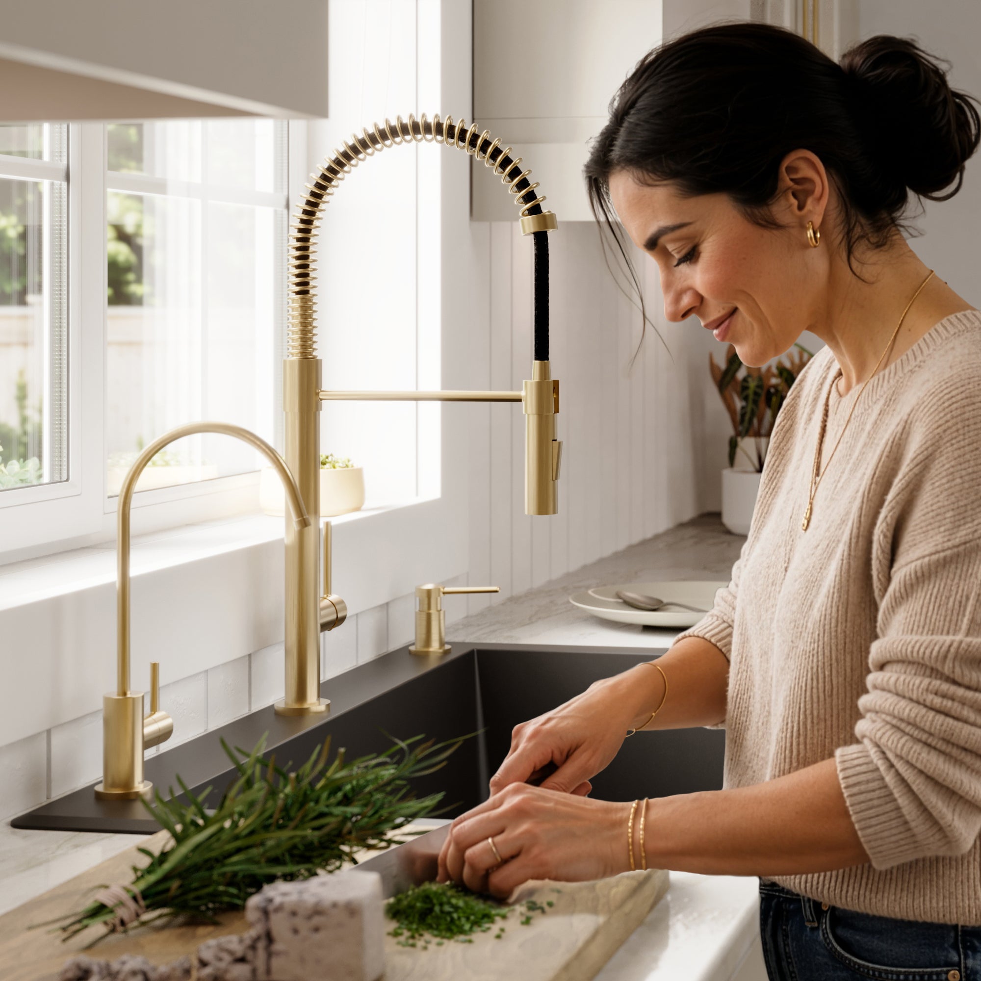 33" Top Mount Large Single Bowl Quartz Composite Kitchen Sink Kit In Black