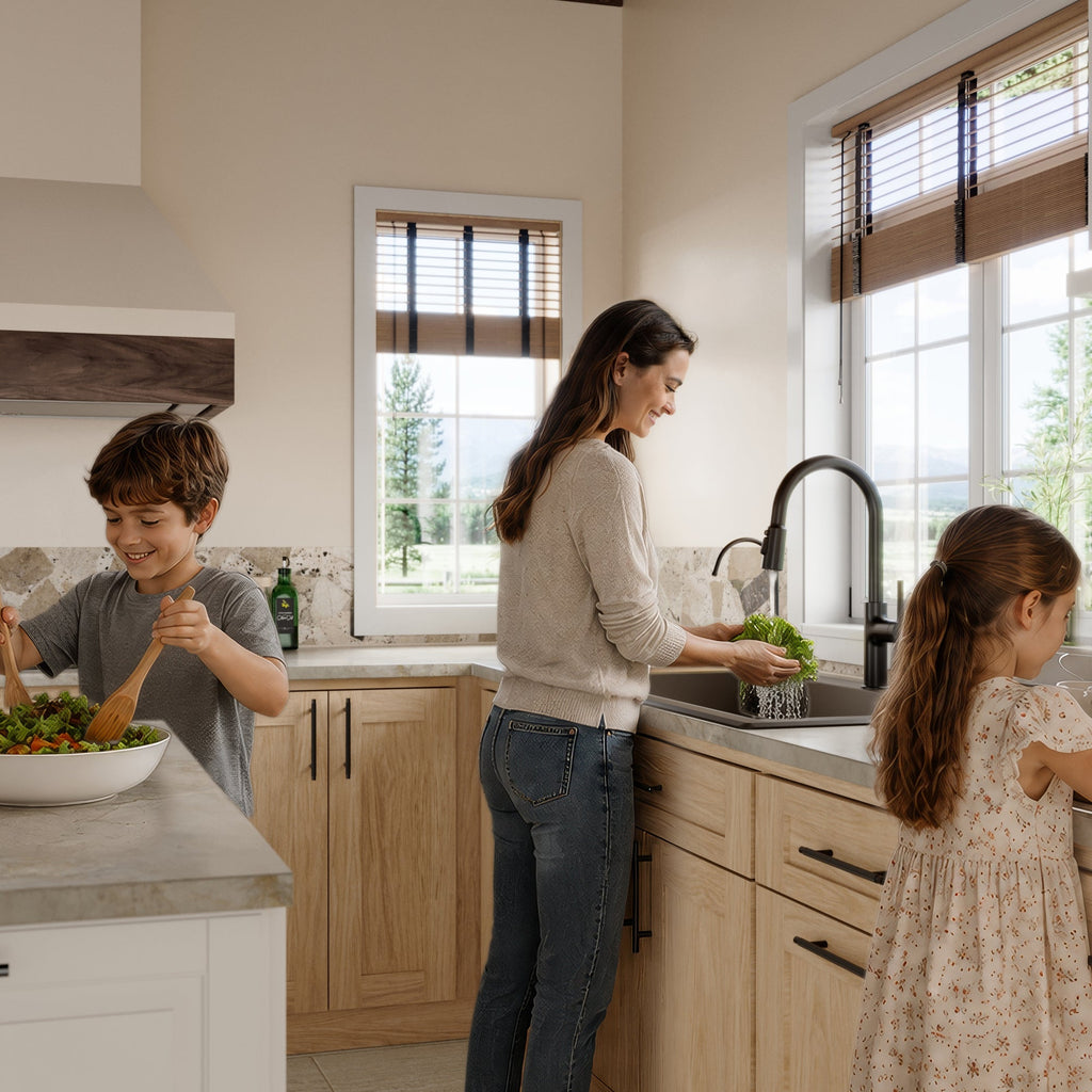 33" Top Mount Large Single Bowl Quartz Composite Kitchen Sink Kit In Brown