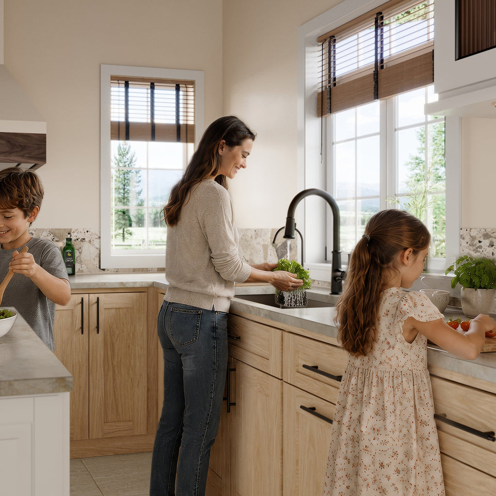 31-5/8" Undermount Large Single Bowl Quartz Composite Kitchen Sink Kit In Brown