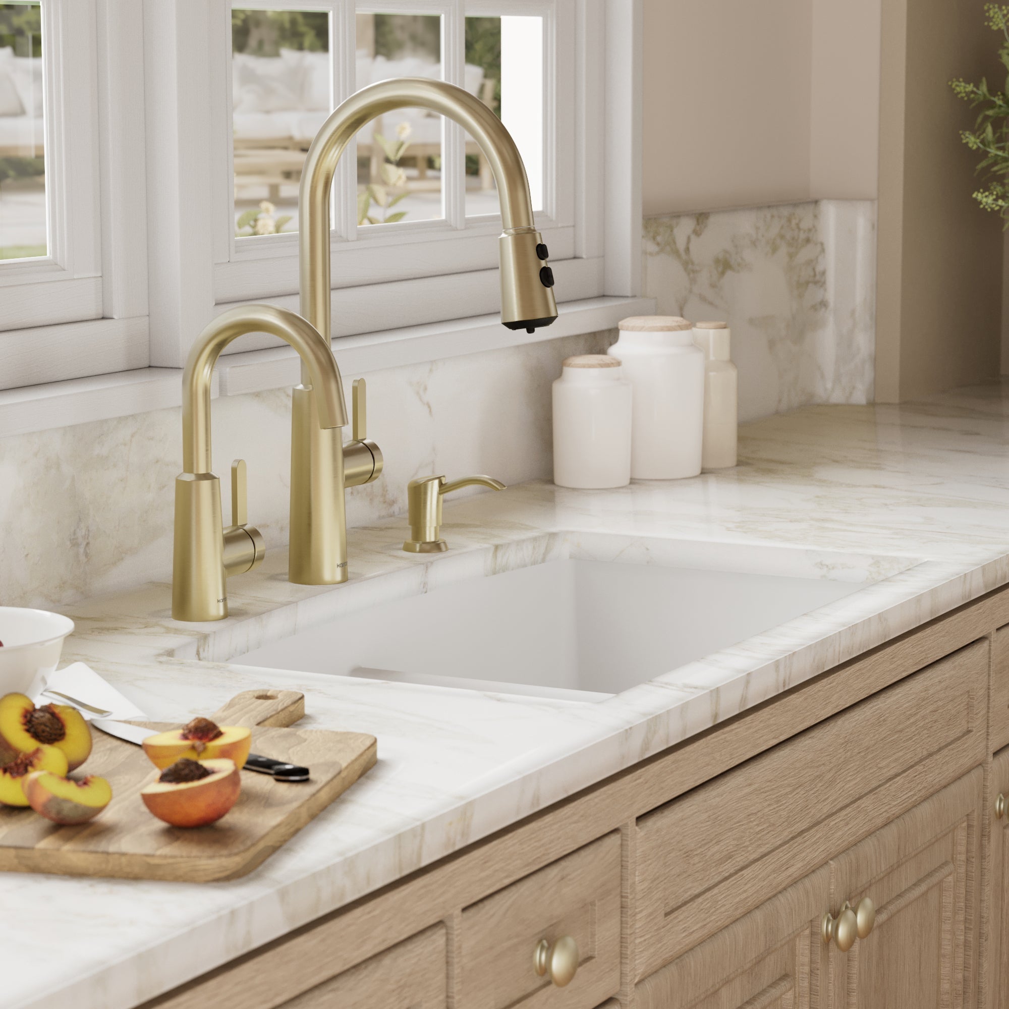 32-1/2" Undermount Double Equal Bowl Quartz Composite Kitchen Sink In White