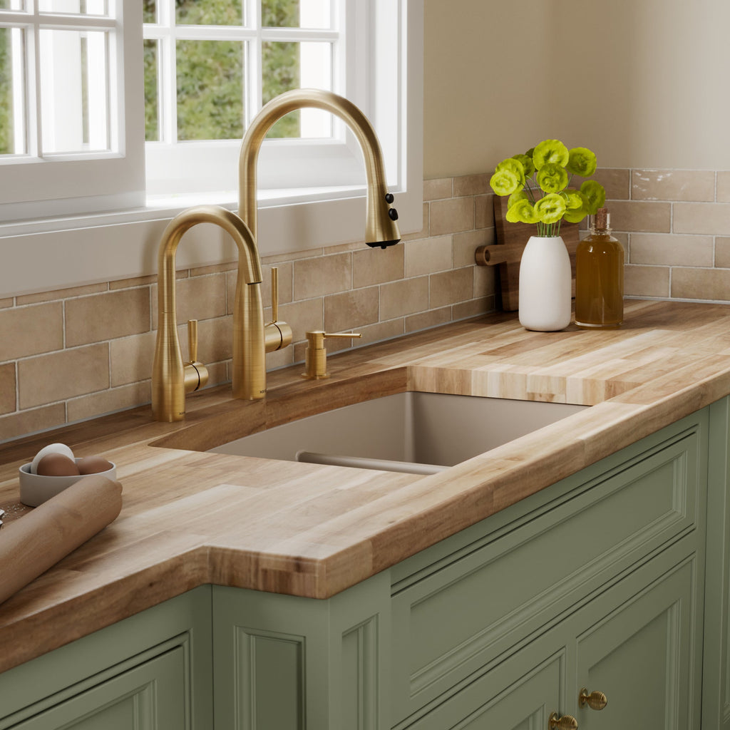 32-1/2" Undermount Double Offset Bowl Quartz Composite Kitchen Sink In Concrete