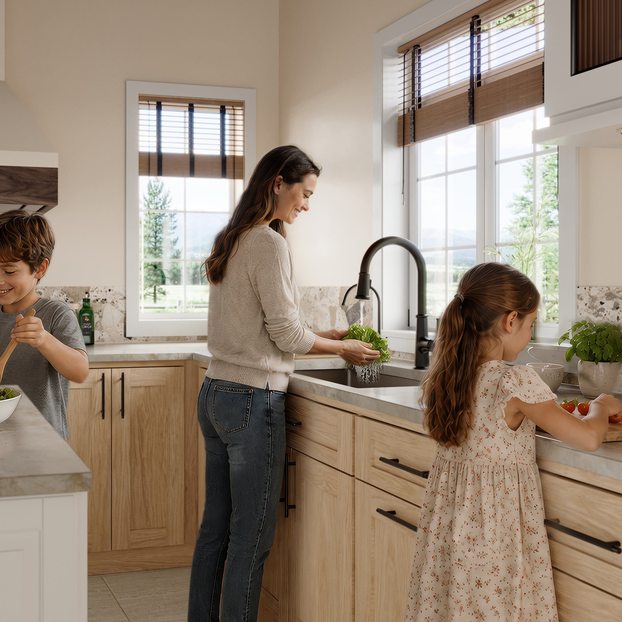 32-1/2" Undermount Large Single Bowl Quartz Composite Kitchen Sink Kit In Brown