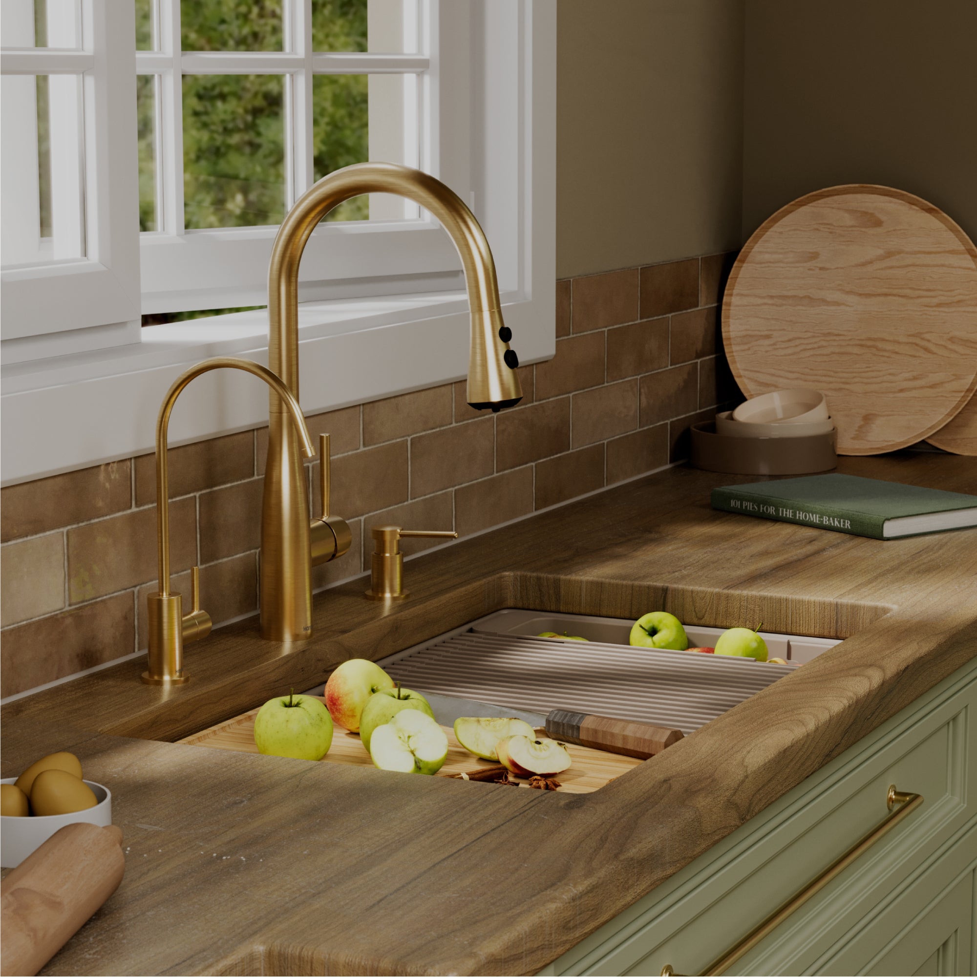 32" Undermount Double Bowl Quartz Kitchen Sink Kit In Concrete