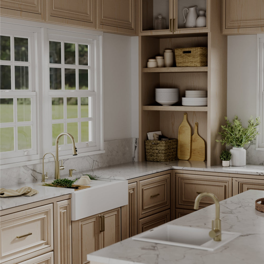 34" Deep Apron Front Single Bowl Quartz Kitchen Sink Kit In White