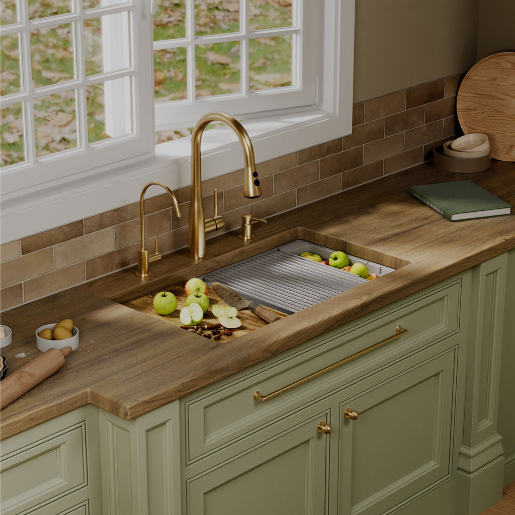 32" Undermount Single Bowl Quartz Kitchen Sink Kit In Grey