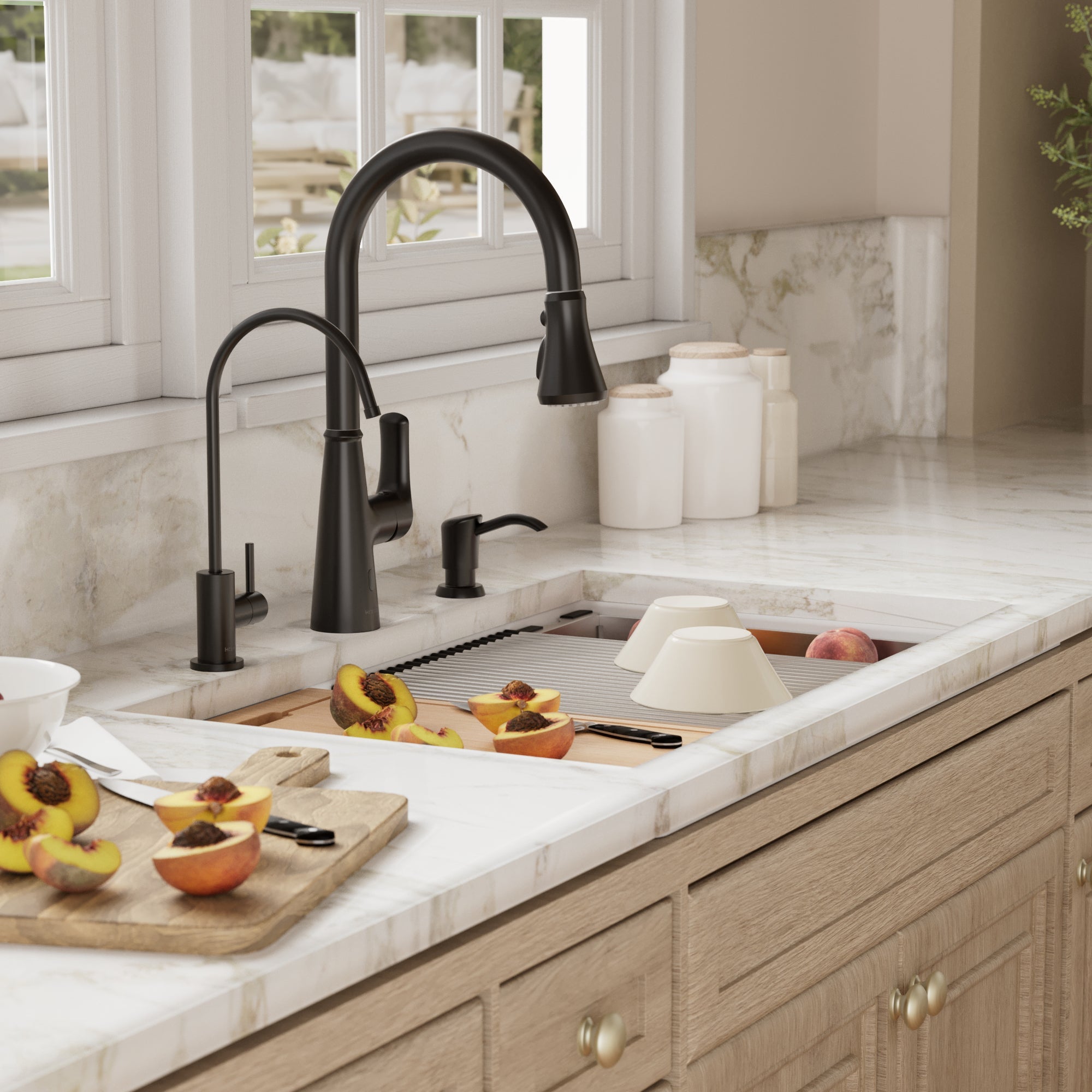32" Undermount Large Single Bowl Quartz Composite Workstation Kitchen Sink In White