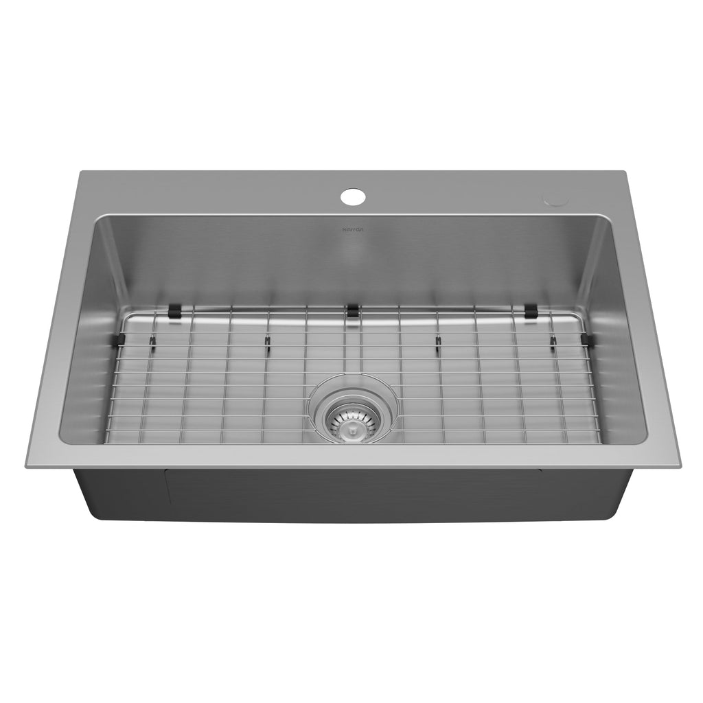 Lansen 33" Top Mount 18 Gauge Single Bowl Stainless Steel Sink with Accessories