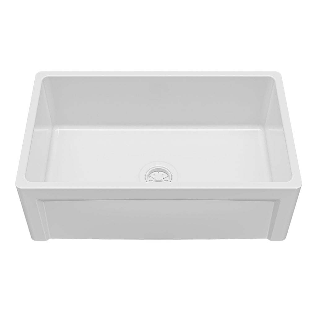 Fireclay 30" Reversible Apron Front Single Bowl Kitchen Sink In White