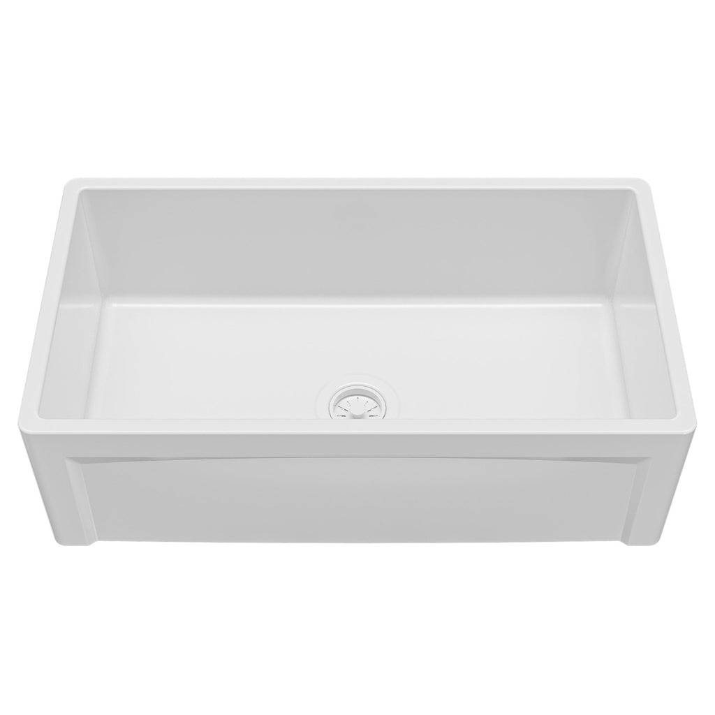Fireclay 33" Reversible Apron Front Single Bowl Kitchen Sink In White