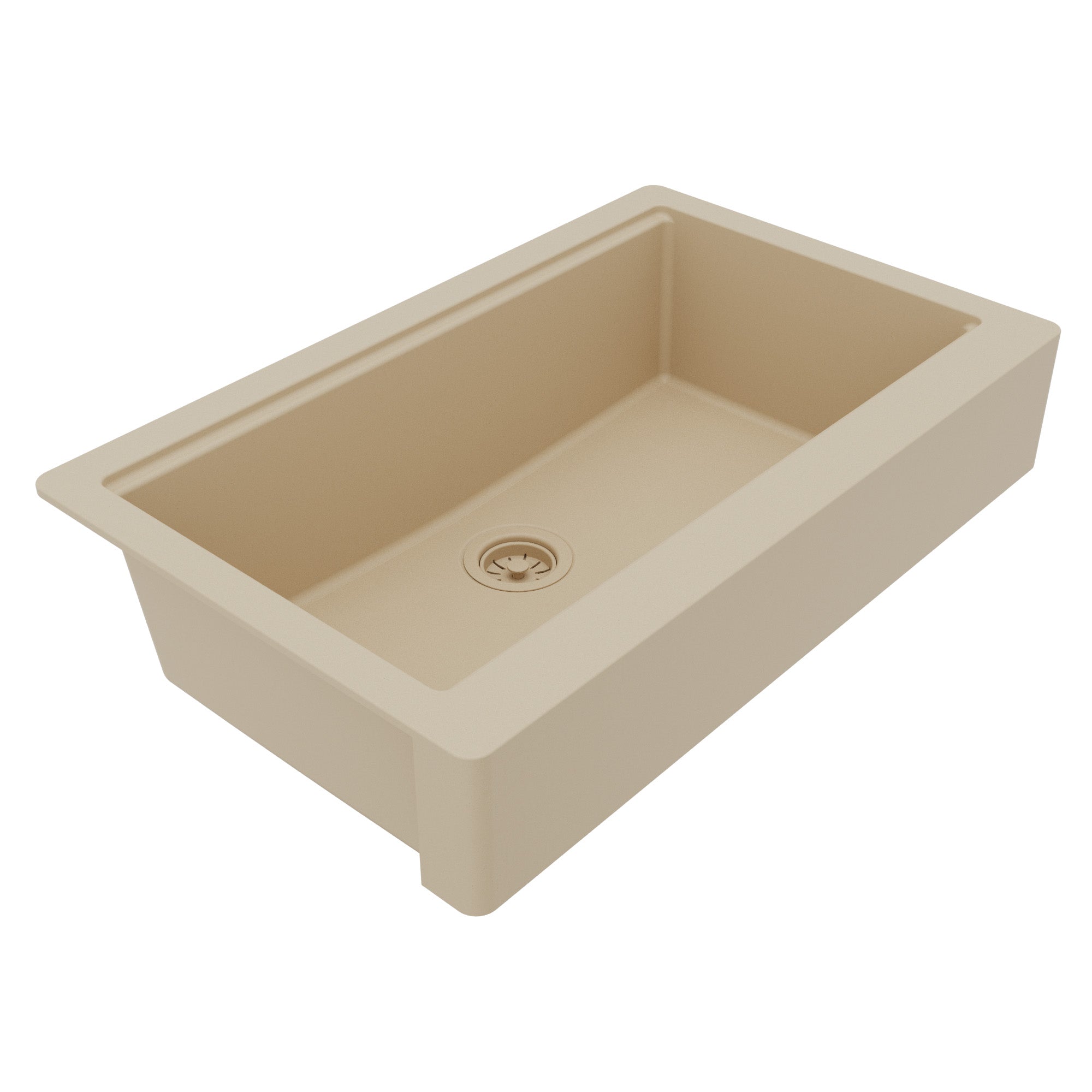 34" Apron Front Single Bowl Quartz Kitchen Sink Kit In Bisque