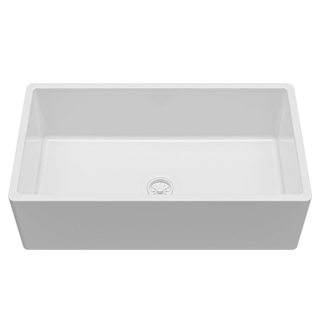 Fireclay 33" Reversible Apron Front Single Bowl Kitchen Sink In White