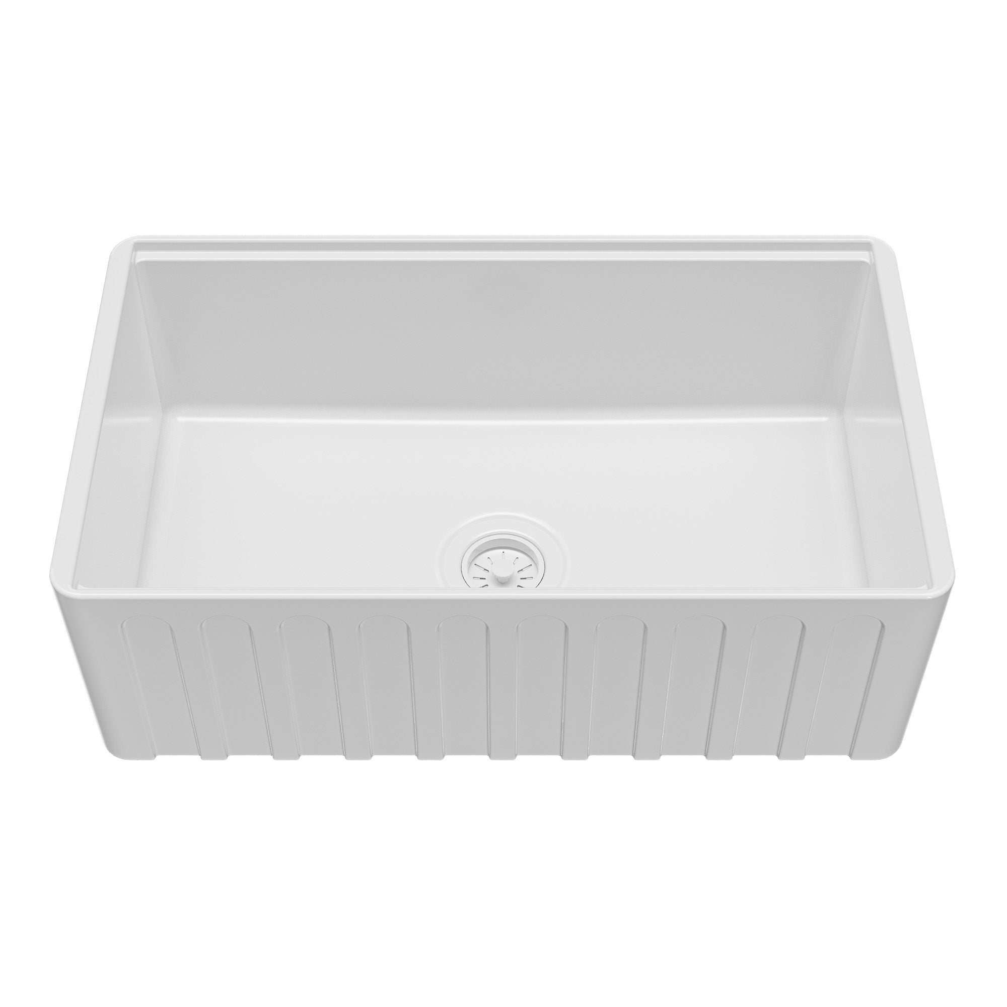 Fireclay 30" Reversible Apron Front Single Bowl Workstation Kitchen Sink In White