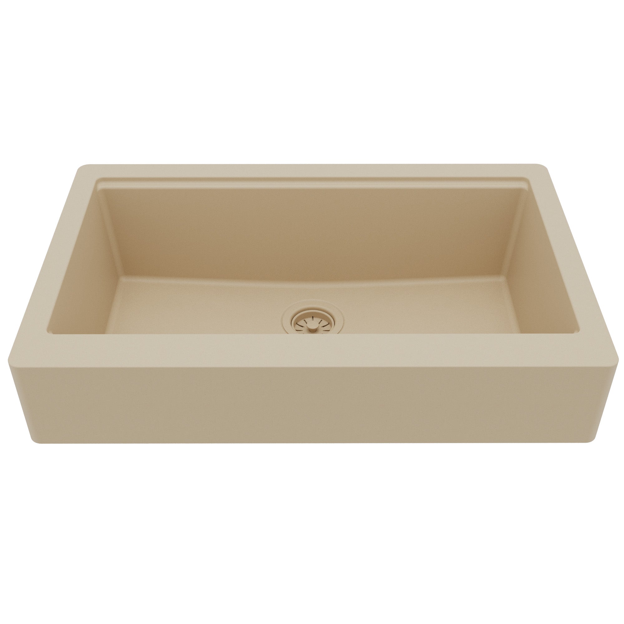 34" Apron Front Single Bowl Quartz Kitchen Sink Kit In Bisque