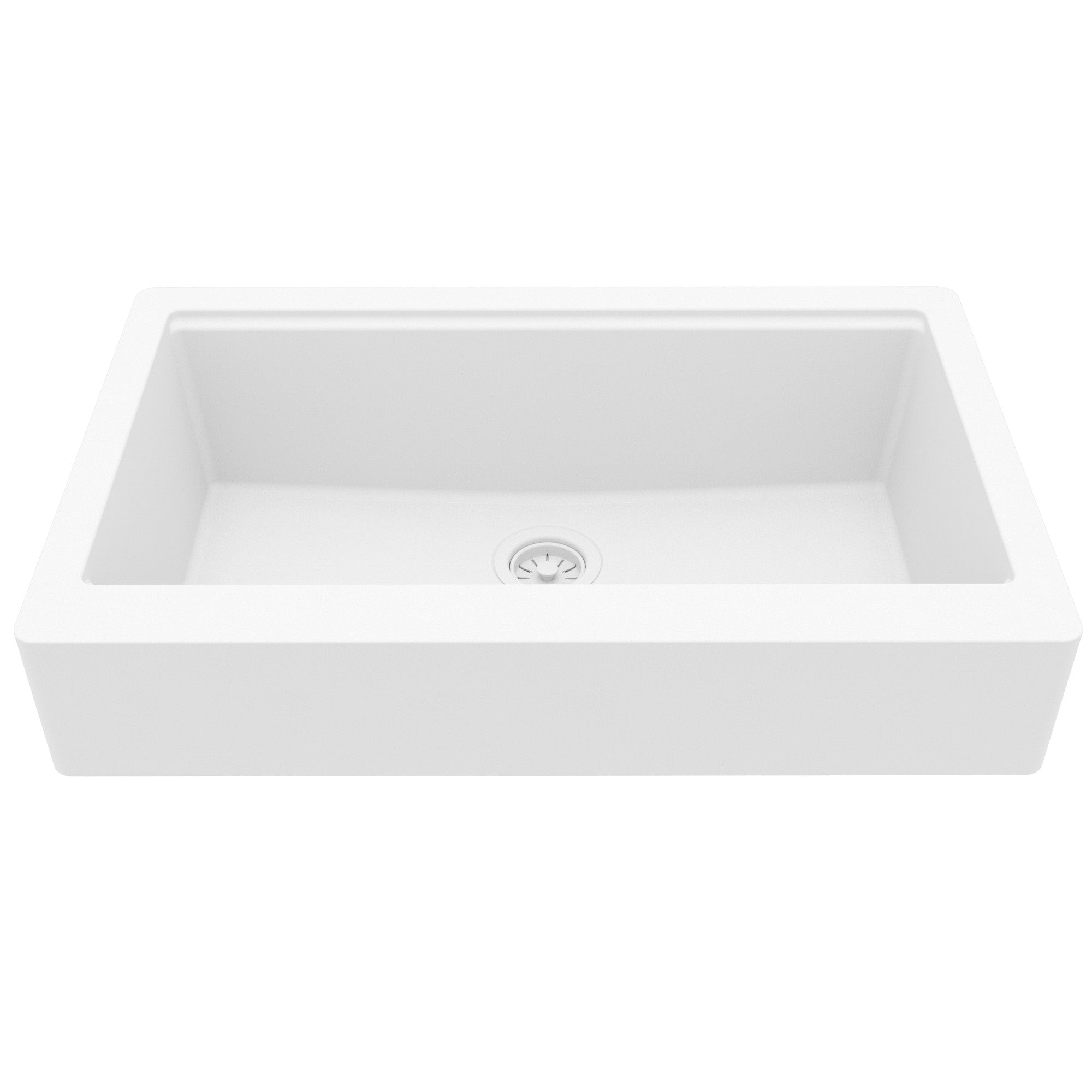 34" Apron Front Single Bowl Quartz Kitchen Sink Kit In White