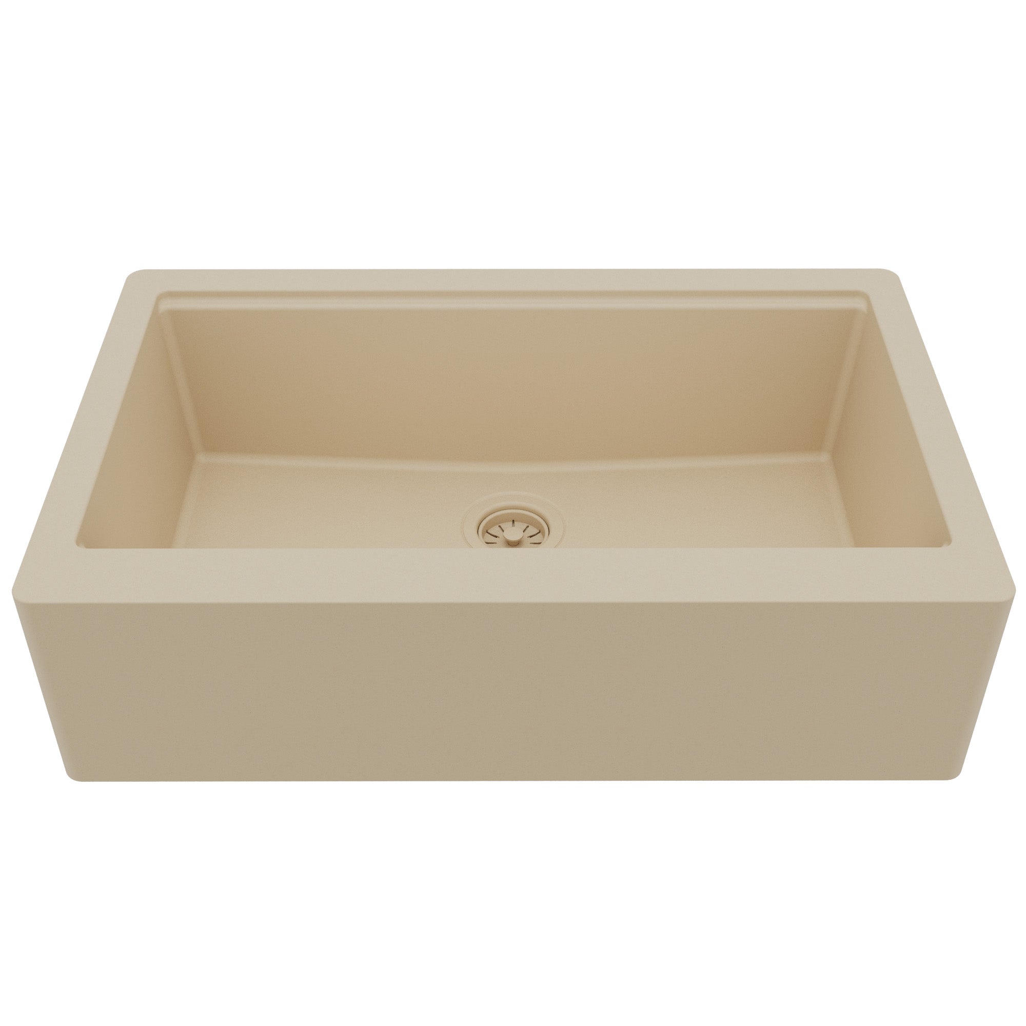 34" Deep Apron Front Single Bowl Quartz Kitchen Sink Kit In Bisque