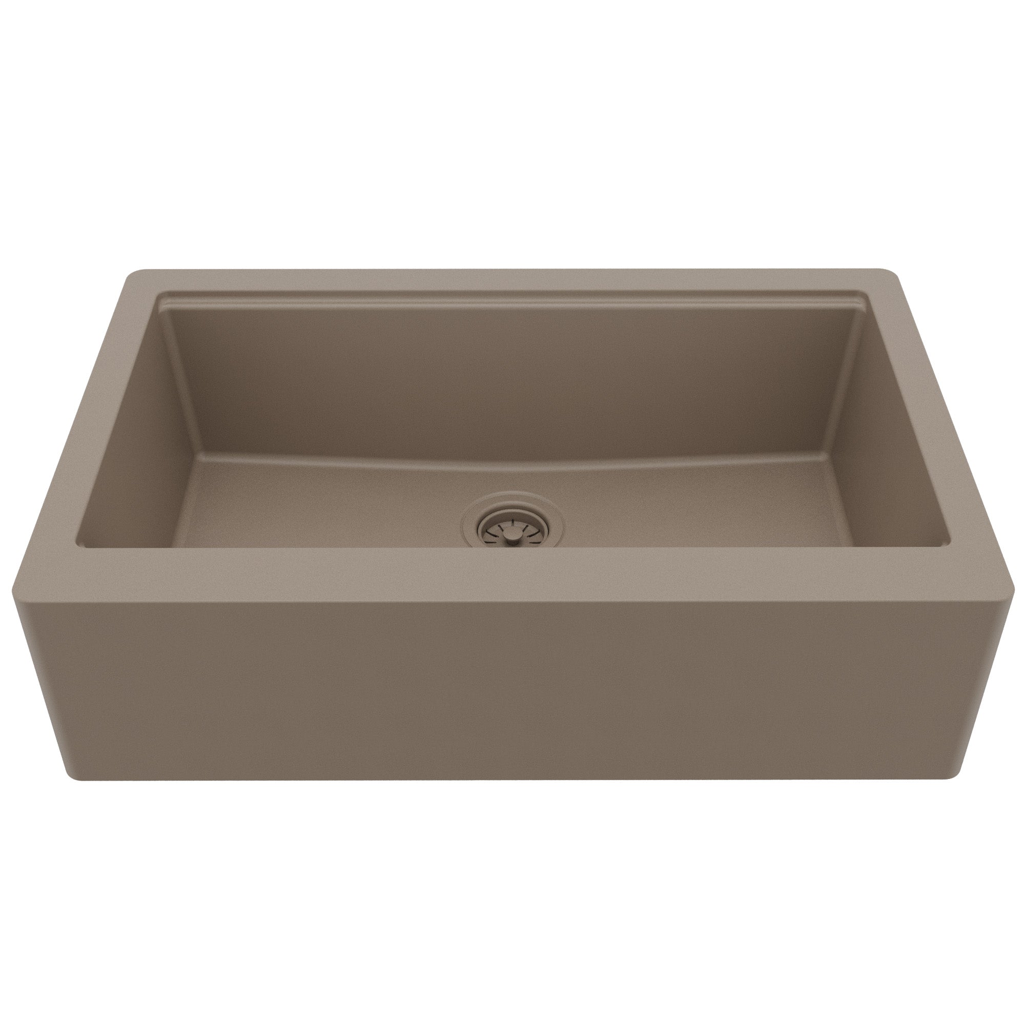 34" Deep Apron Front Single Bowl Quartz Kitchen Sink Kit In Concrete