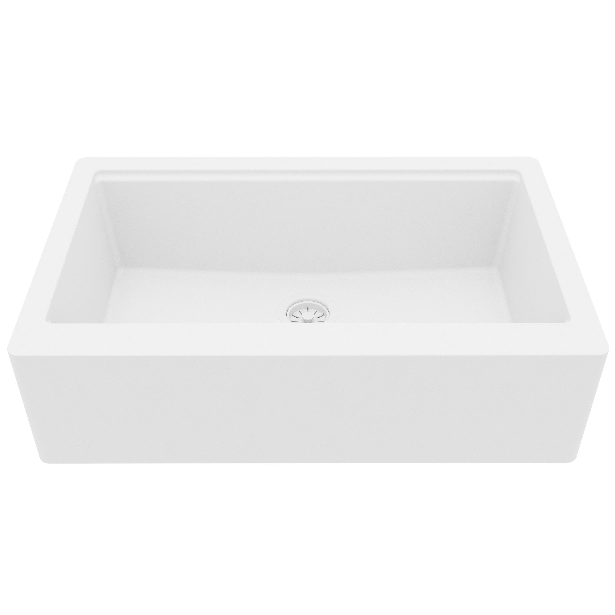 34" Deep Apron Front Single Bowl Quartz Kitchen Sink Kit In White
