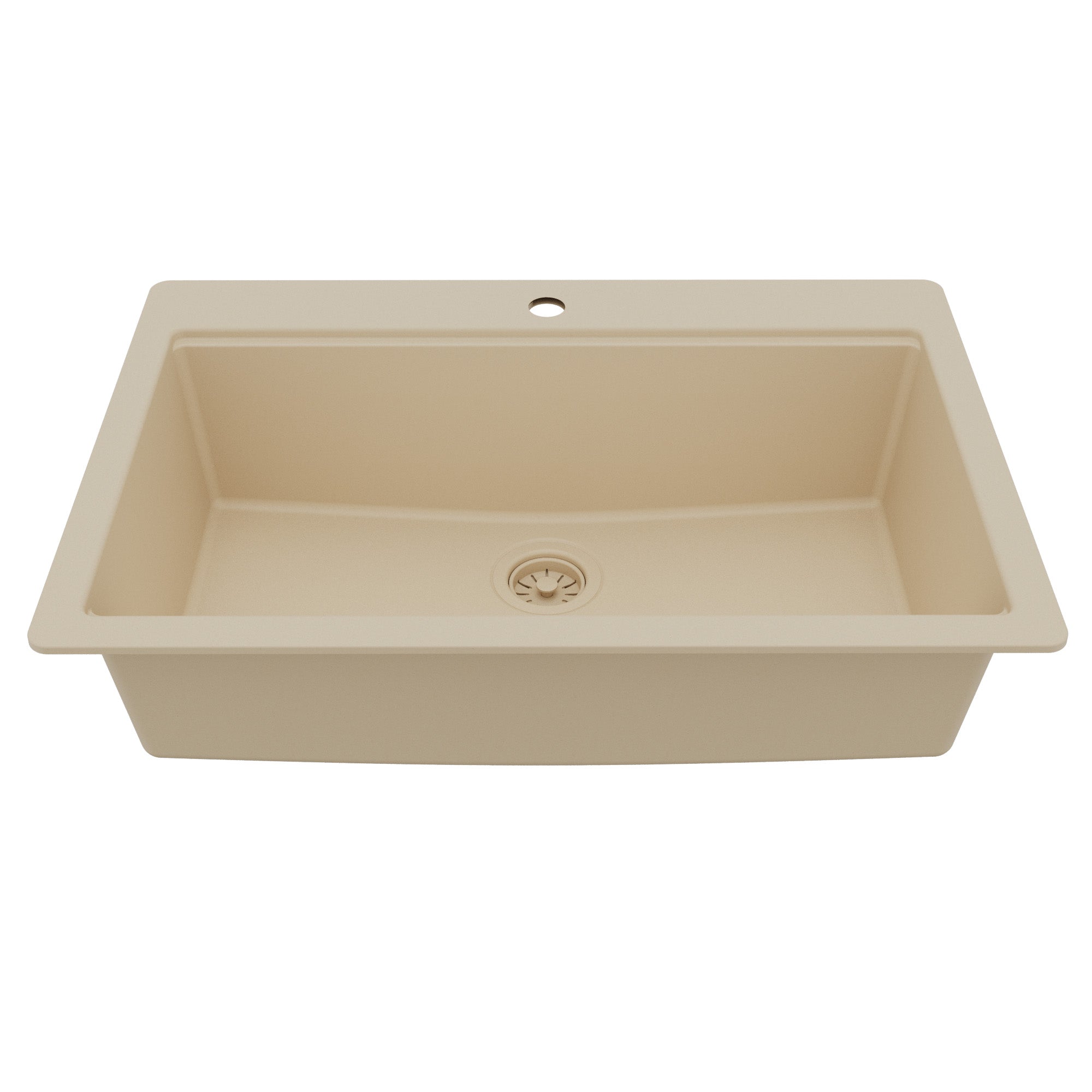 33" Top Mount Single Bowl Quartz Kitchen Sink Kit In Bisque