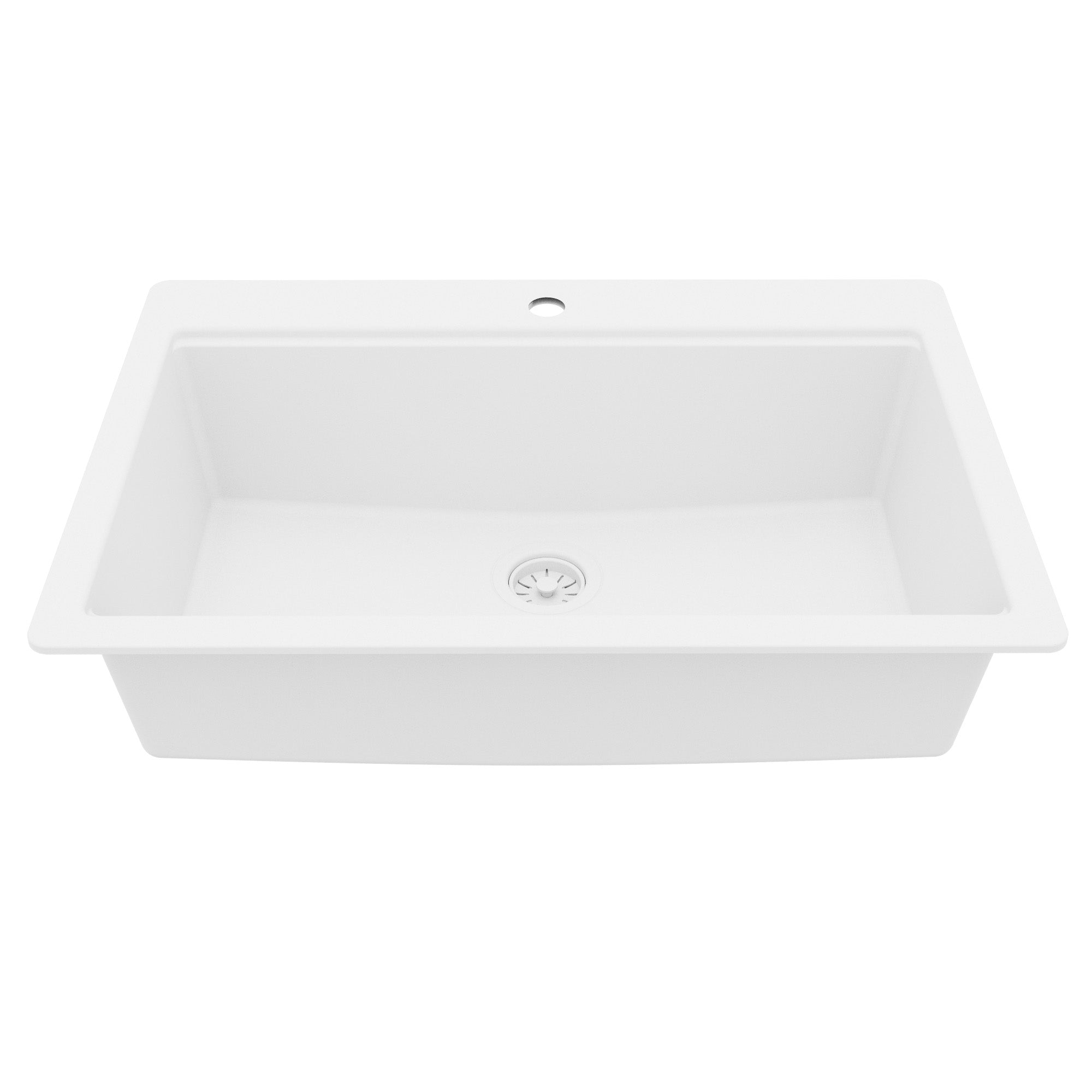 33" Top Mount Single Bowl Quartz Kitchen Sink Kit In White