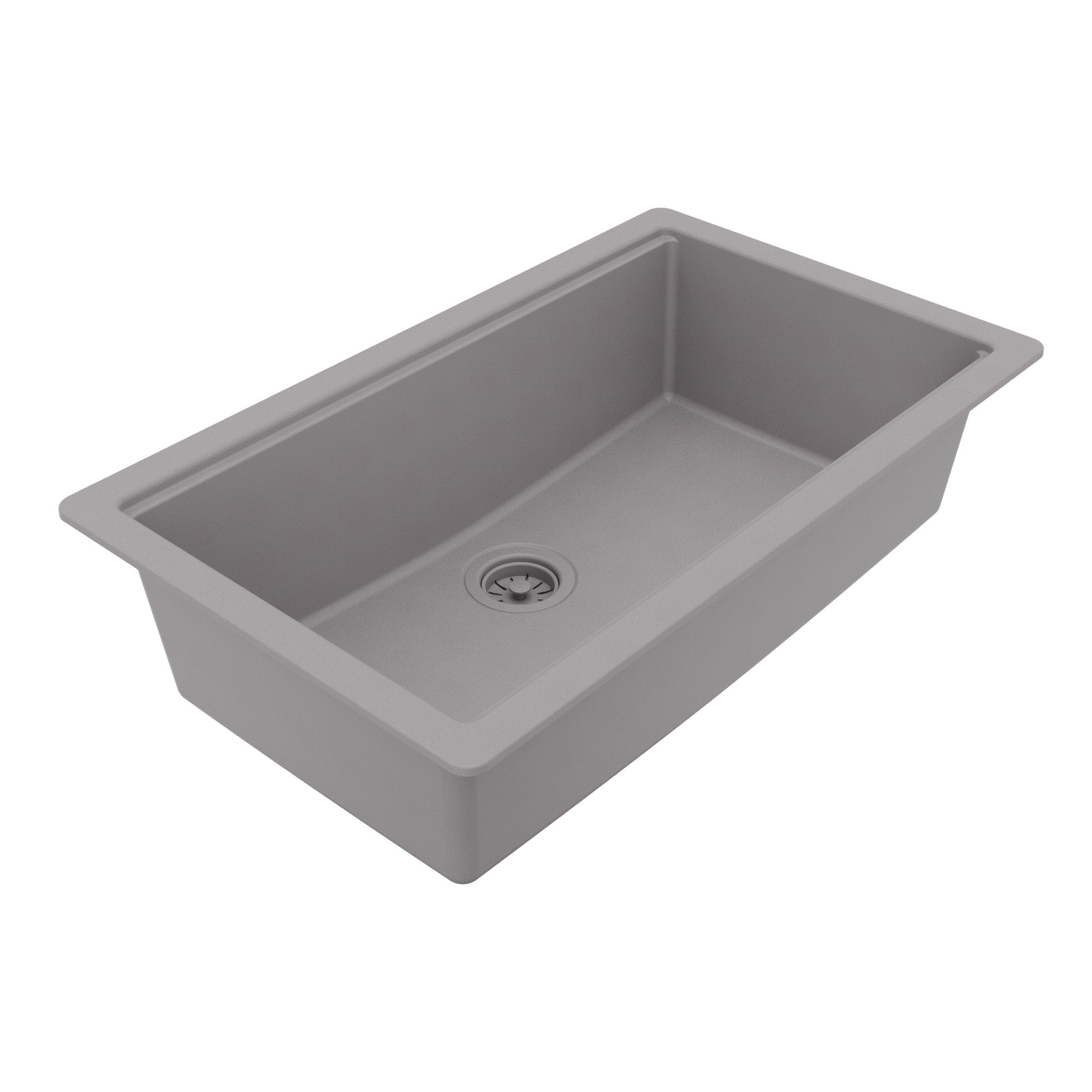 32" Undermount Single Bowl Quartz Kitchen Sink Kit In Grey