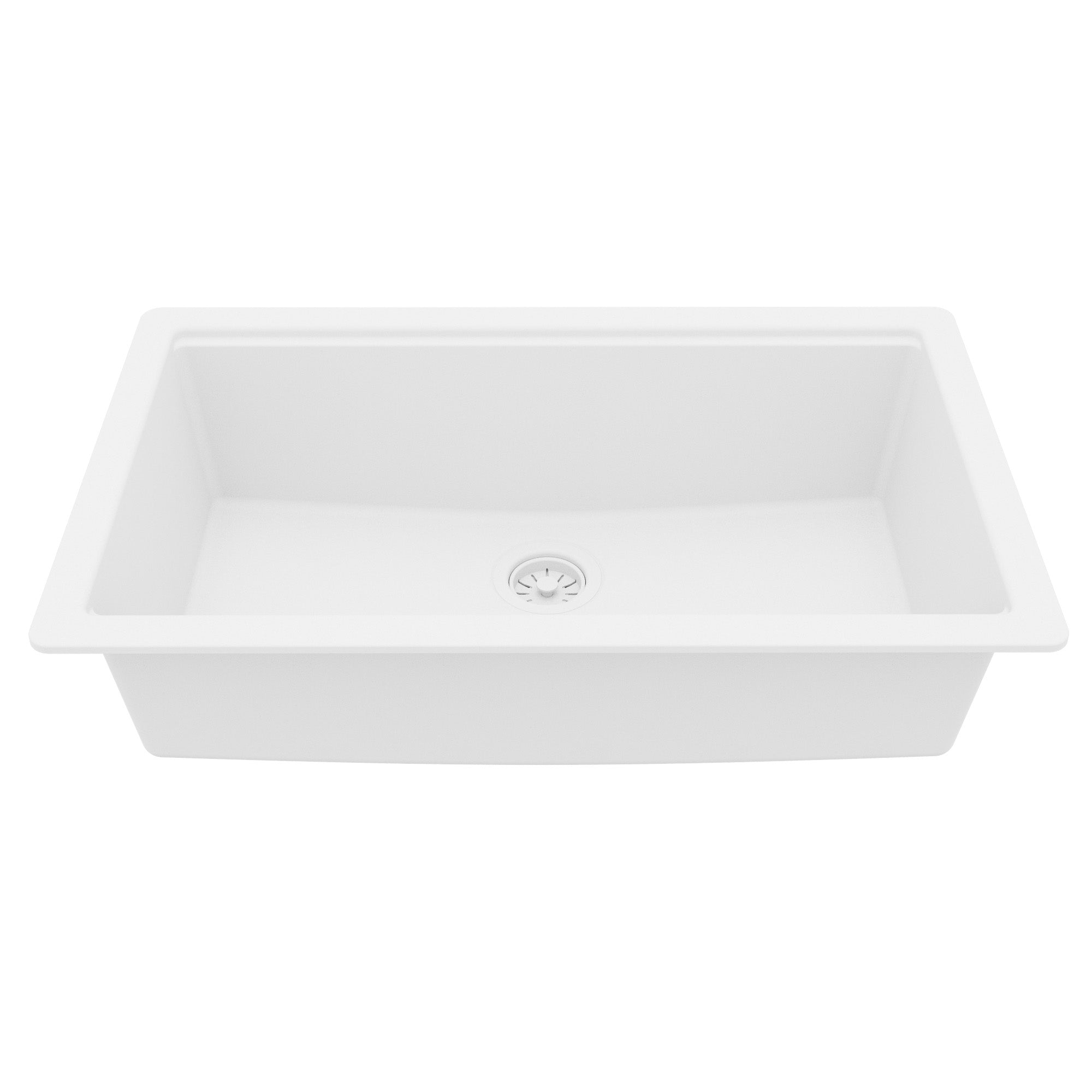 32" Undermount Single Bowl Quartz Kitchen Sink Kit In White
