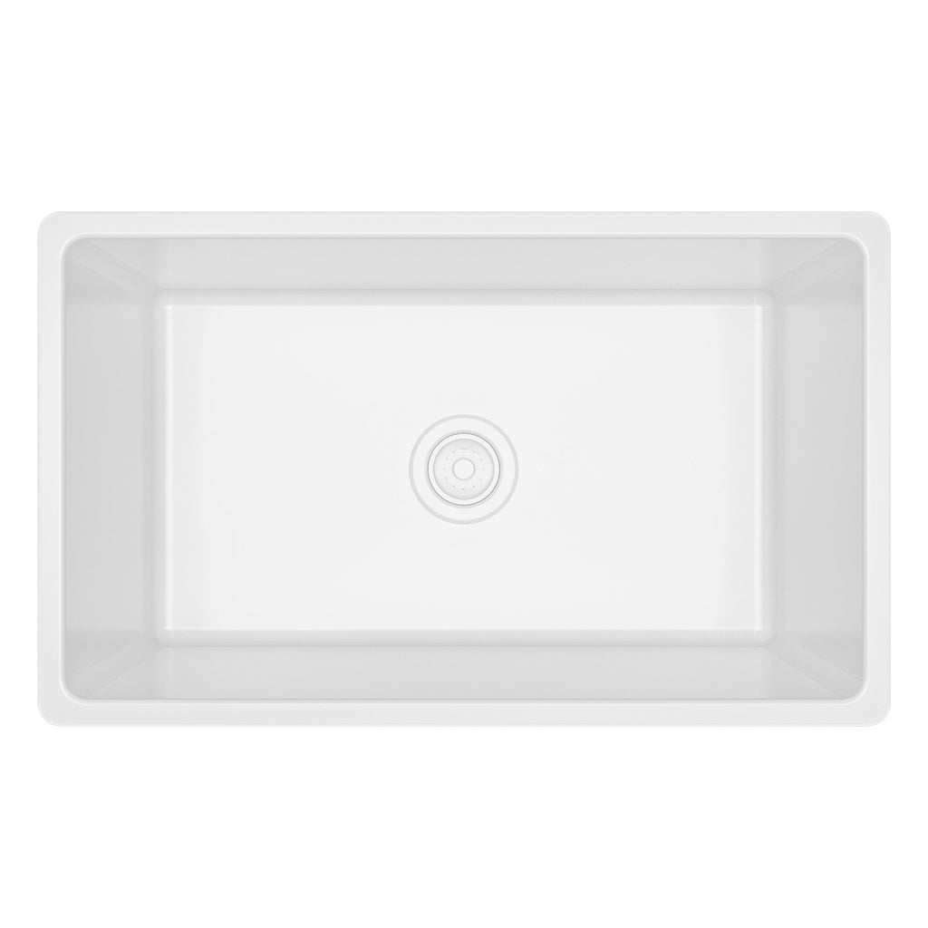 Fireclay 30" Reversible Apron Front Single Bowl Kitchen Sink In White