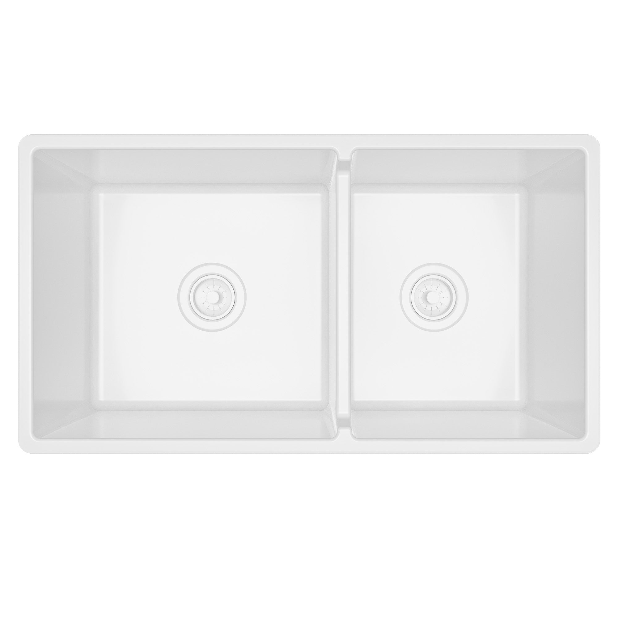 Fireclay 33" Reversible Apron Front Double Bowl Kitchen Sink In White
