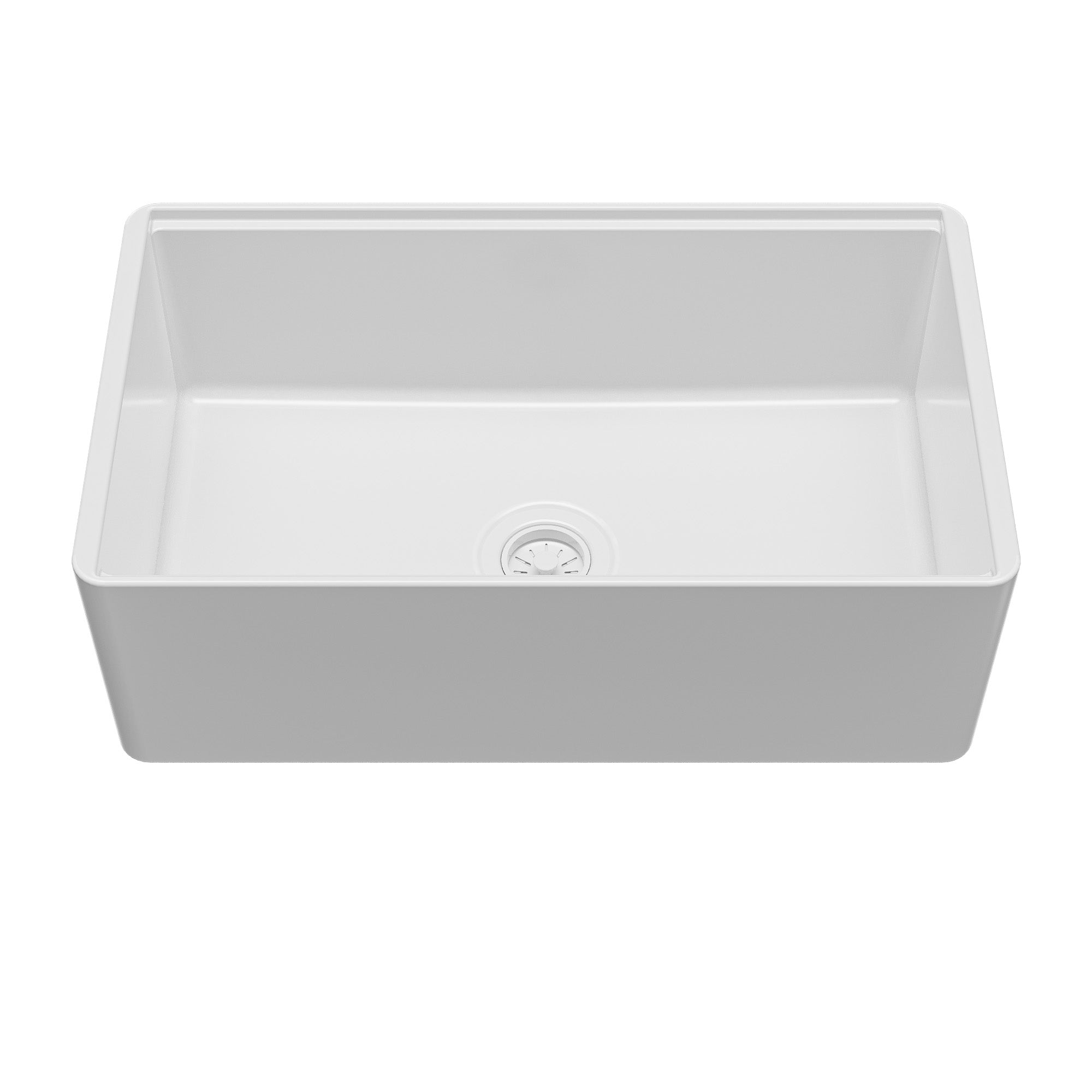 Fireclay 30" Reversible Apron Front Single Bowl Workstation Kitchen Sink In White
