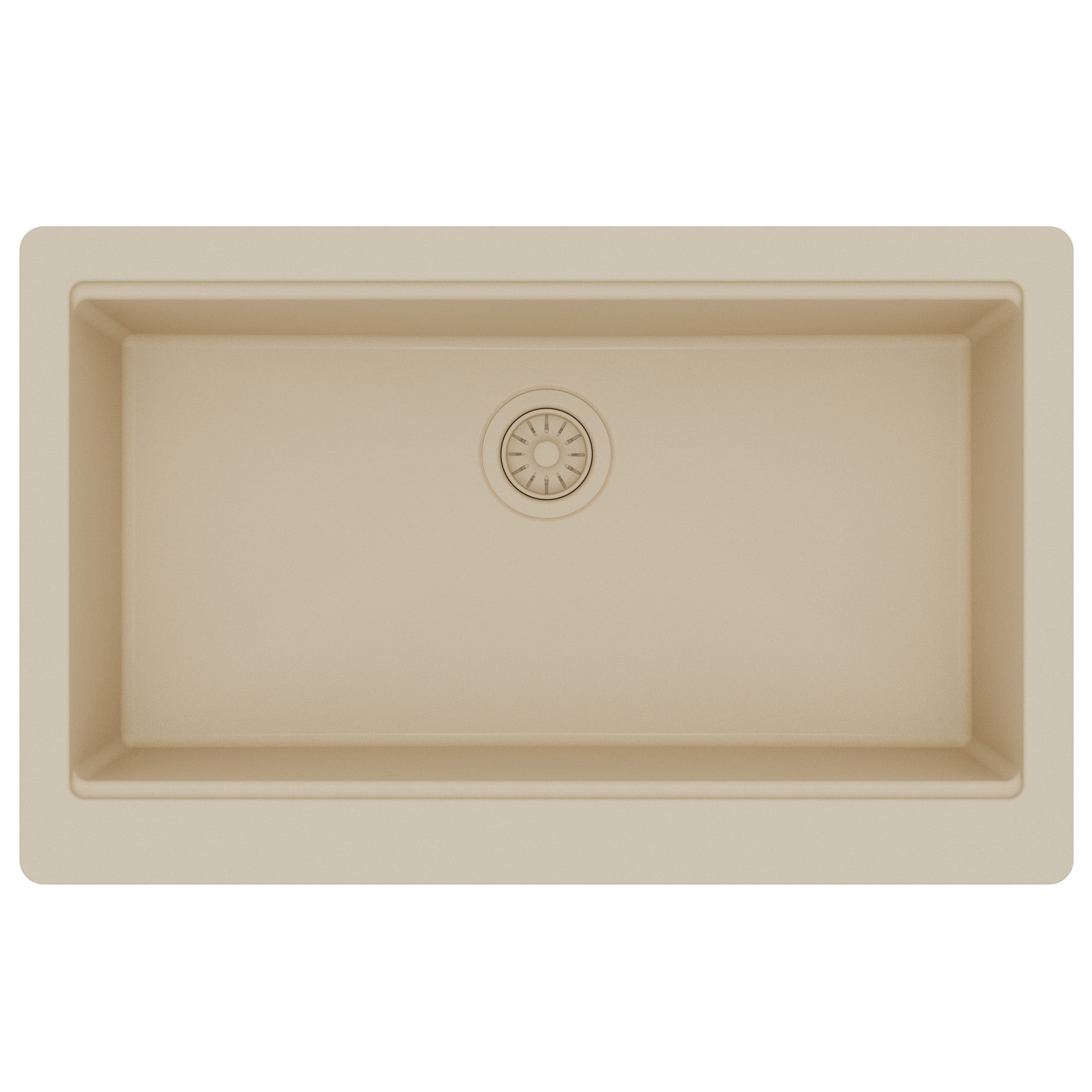 34" Apron Front Single Bowl Quartz Kitchen Sink Kit In Bisque