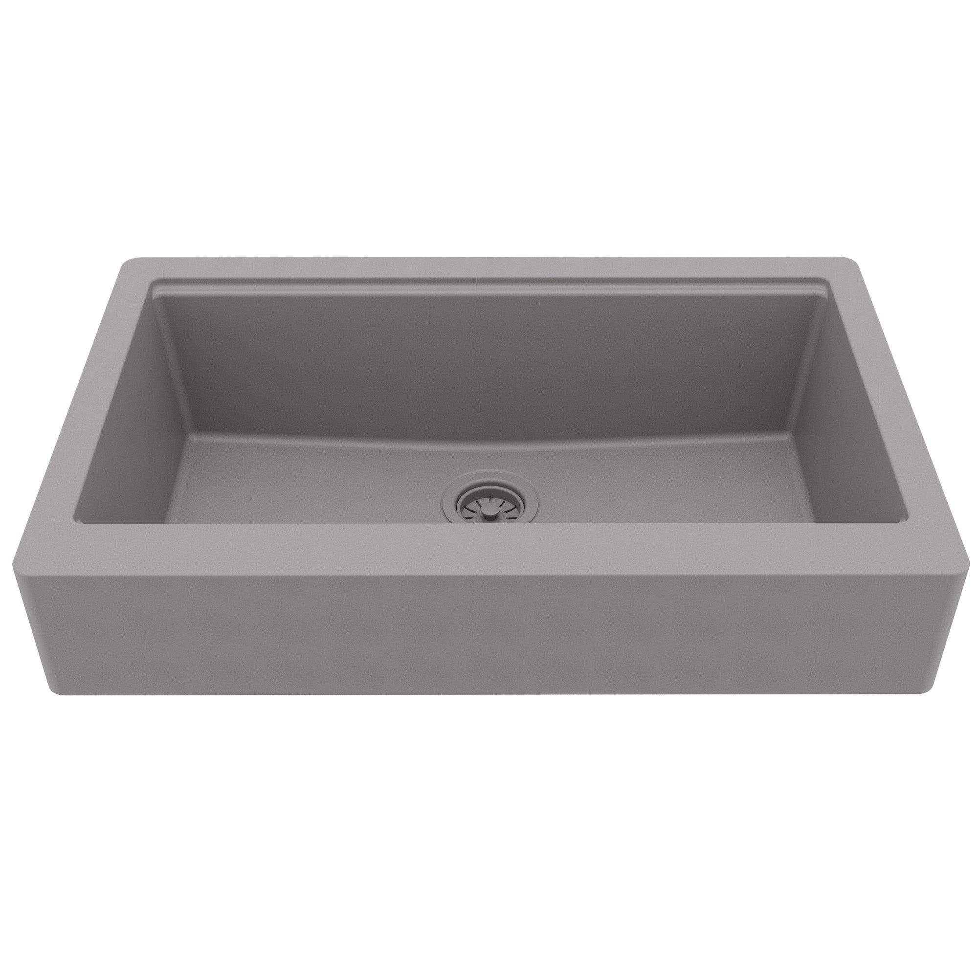 34" Apron Front Single Bowl Quartz Kitchen Sink Kit In Grey