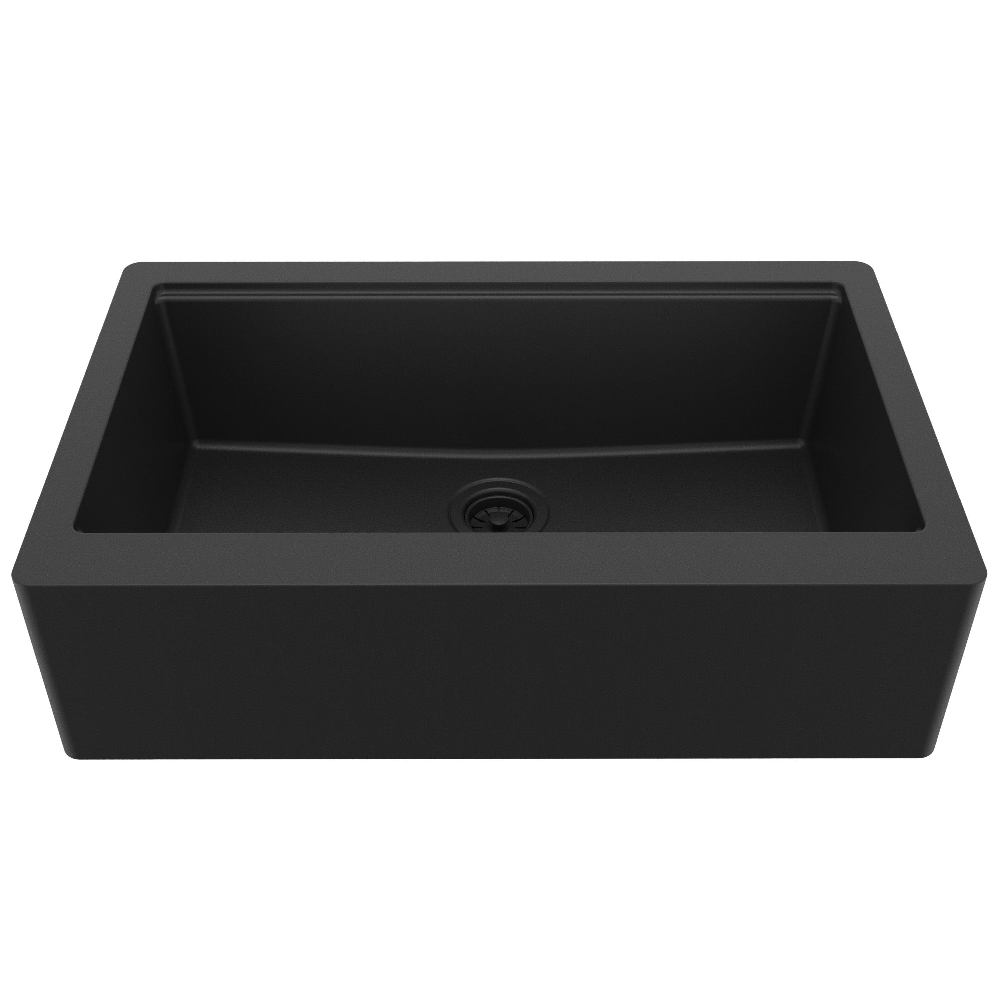 34" Deep Apron Front Single Bowl Quartz Kitchen Sink Kit In Black
