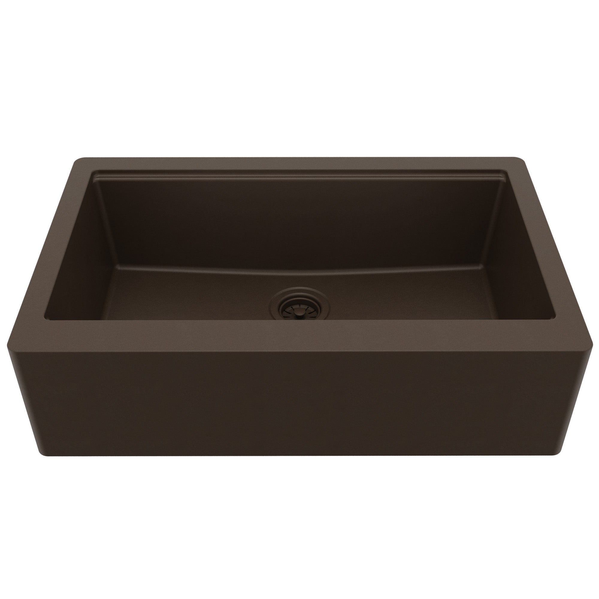 34" Deep Apron Front Single Bowl Quartz Kitchen Sink Kit In Brown