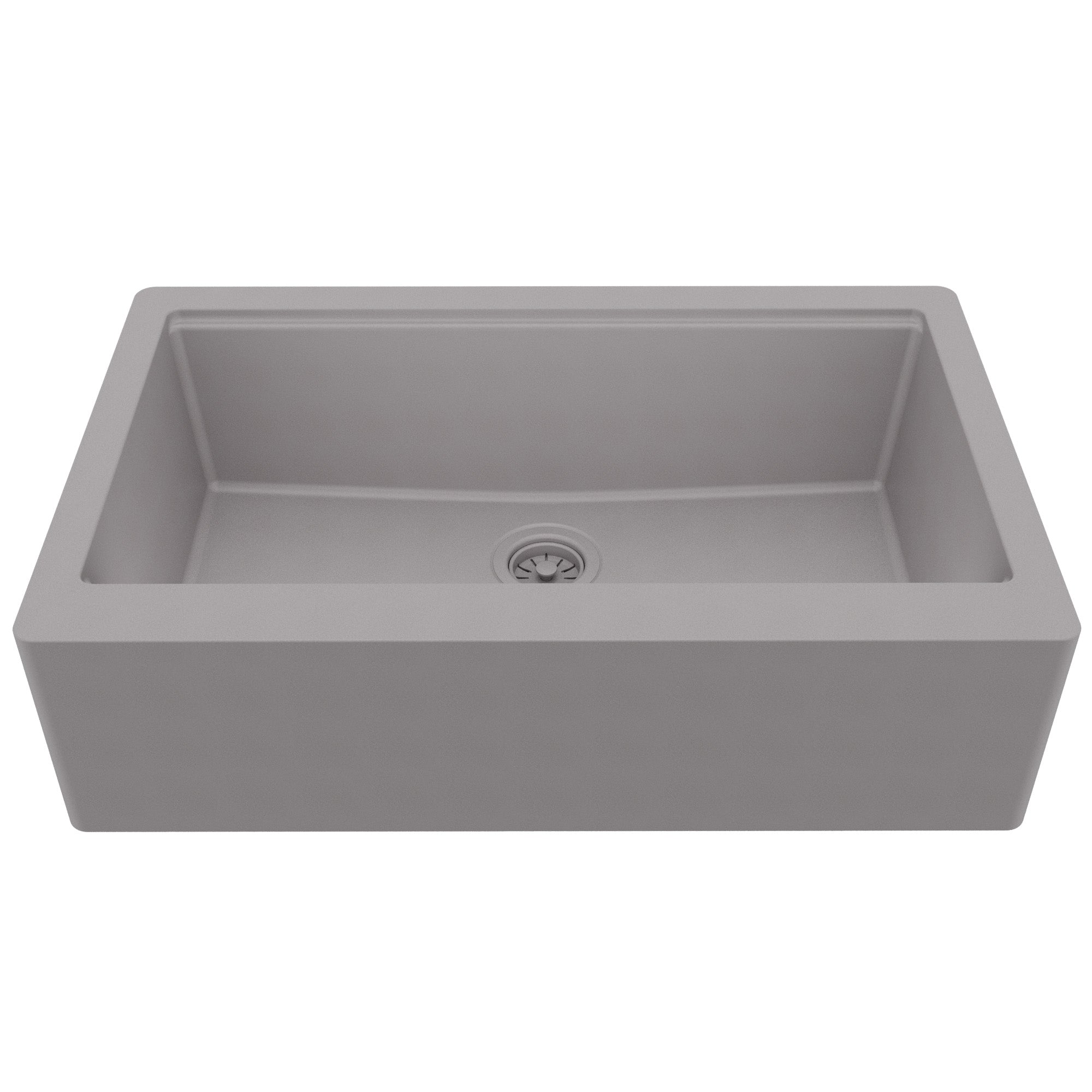 34" Deep Apron Front Single Bowl Quartz Kitchen Sink Kit In Grey