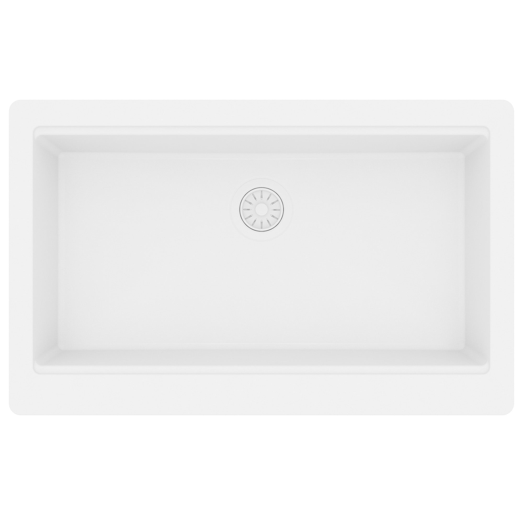 34" Deep Apron Front Single Bowl Quartz Kitchen Sink Kit In White
