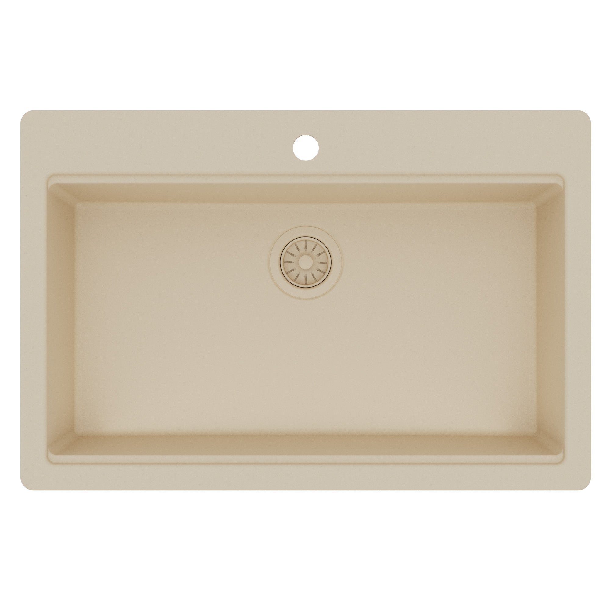 33" Top Mount Single Bowl Quartz Kitchen Sink Kit In Bisque