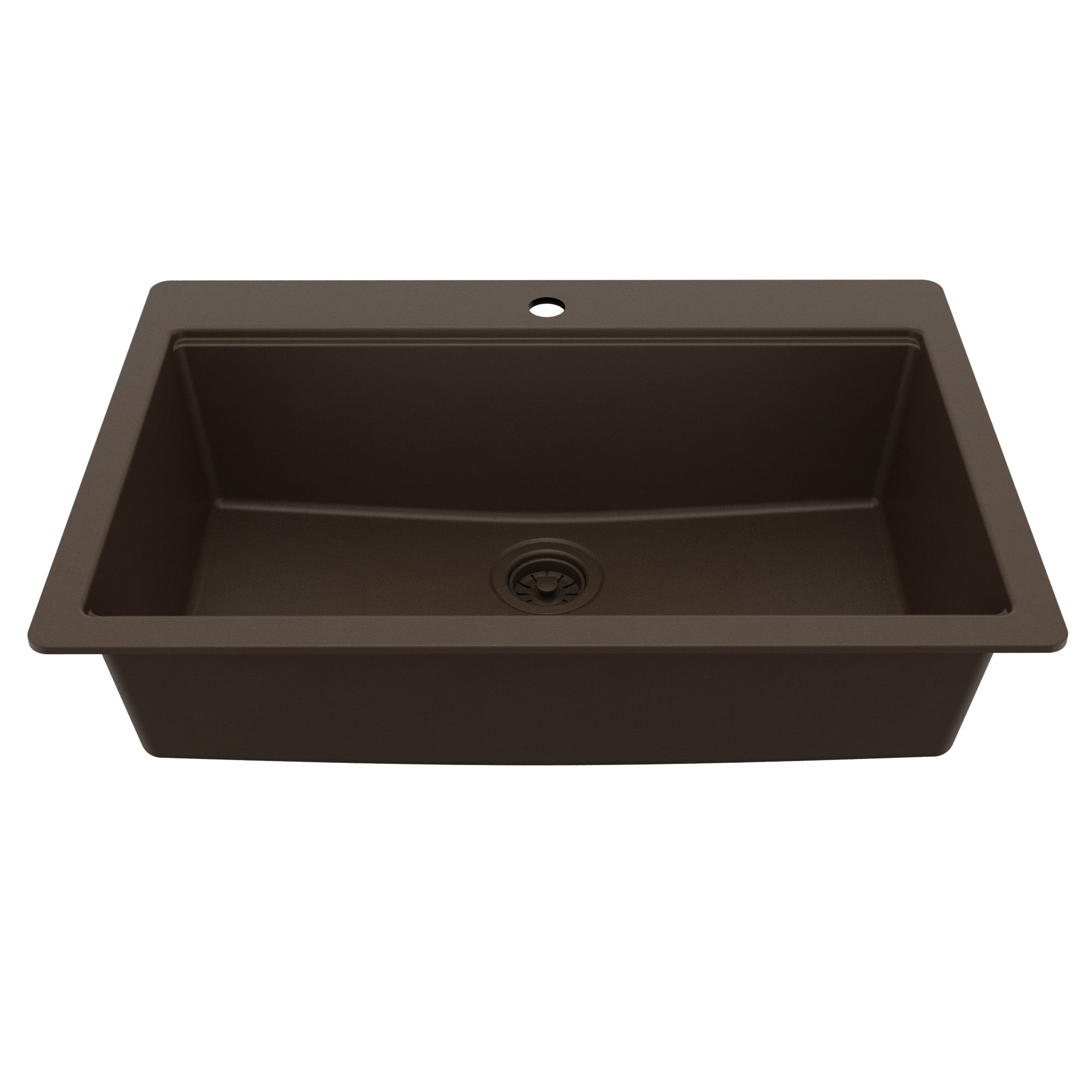33" Top Mount Single Bowl Quartz Kitchen Sink Kit In Brown