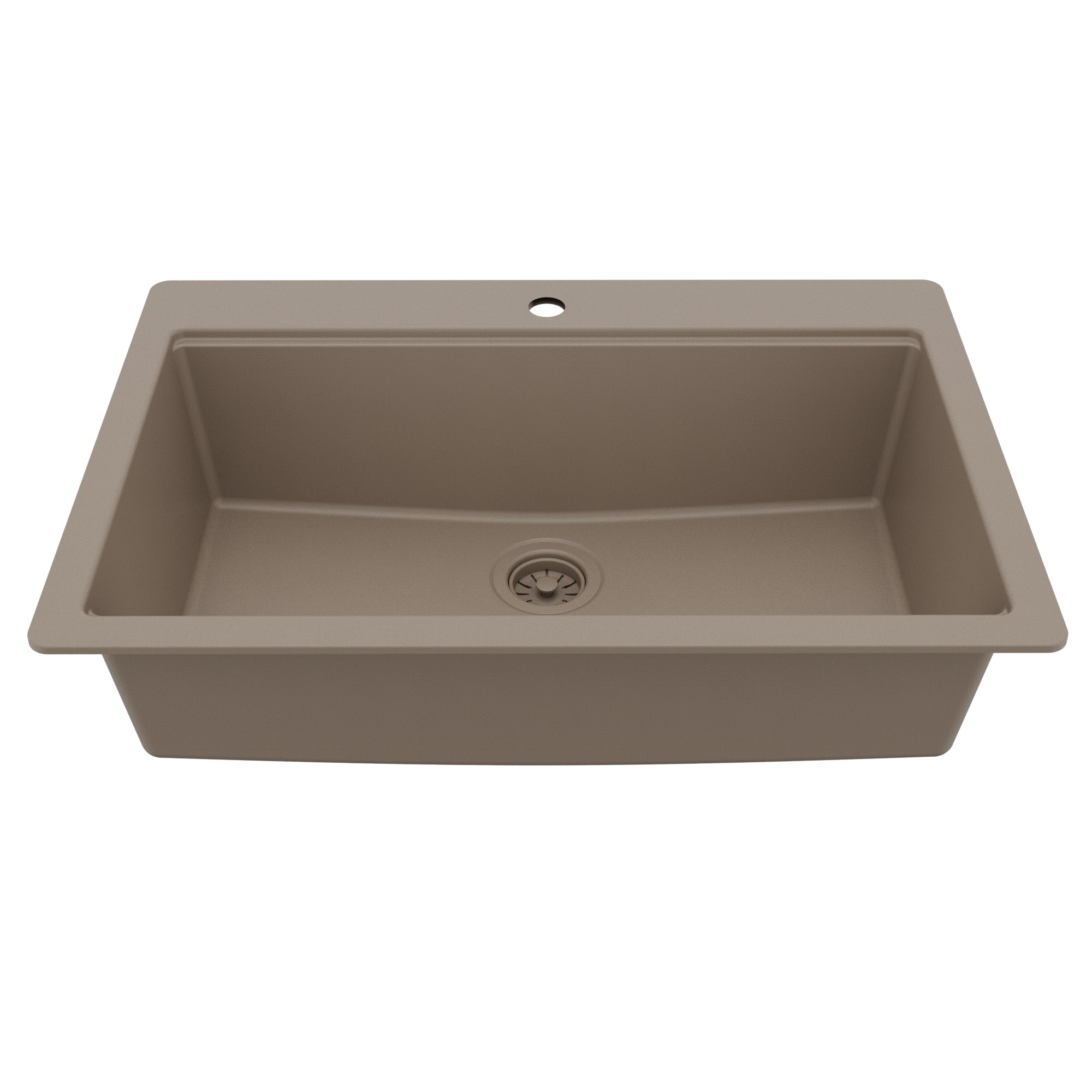 33" Top Mount Single Bowl Quartz Kitchen Sink Kit In Concrete