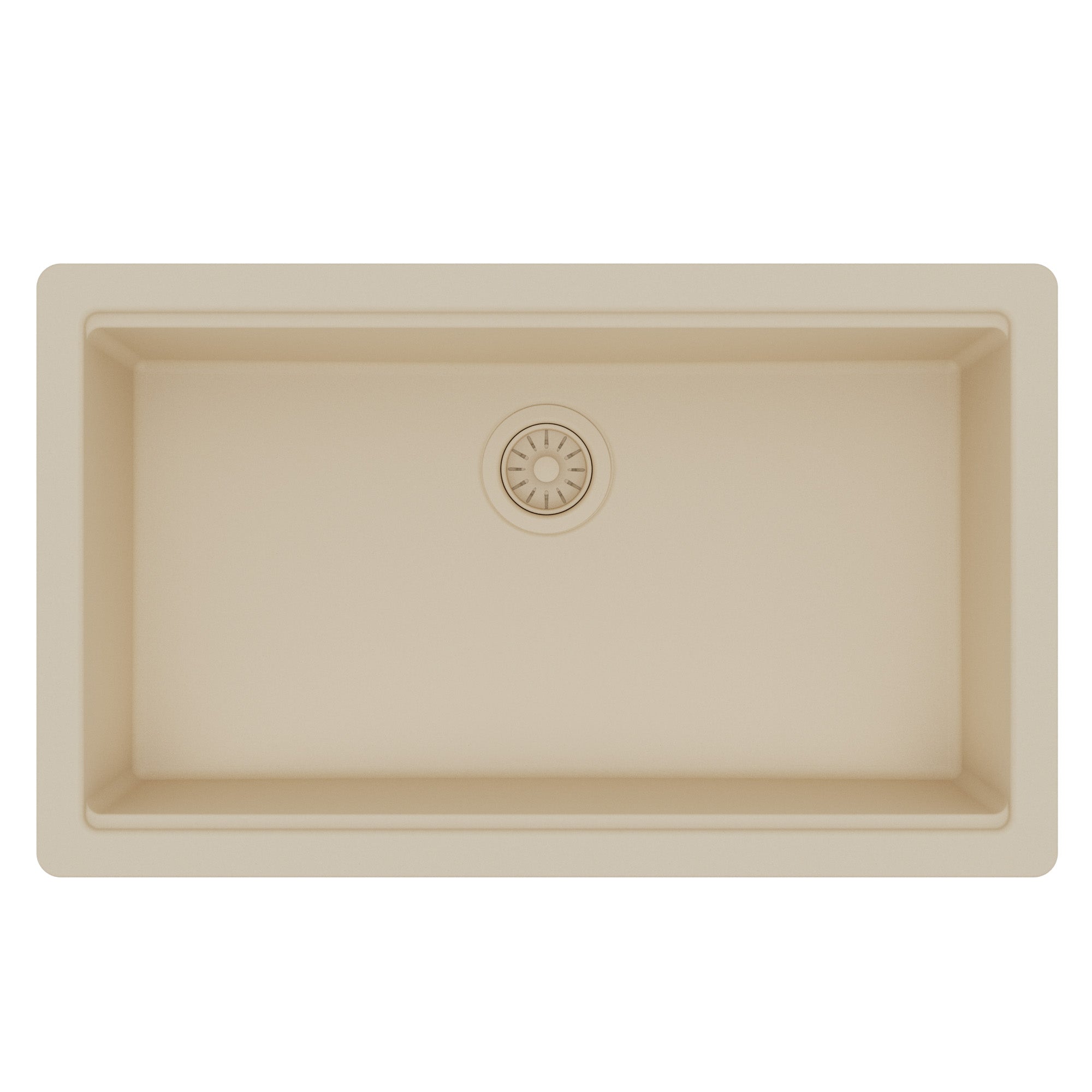 32" Undermount Single Bowl Quartz Kitchen Sink Kit In Bisque