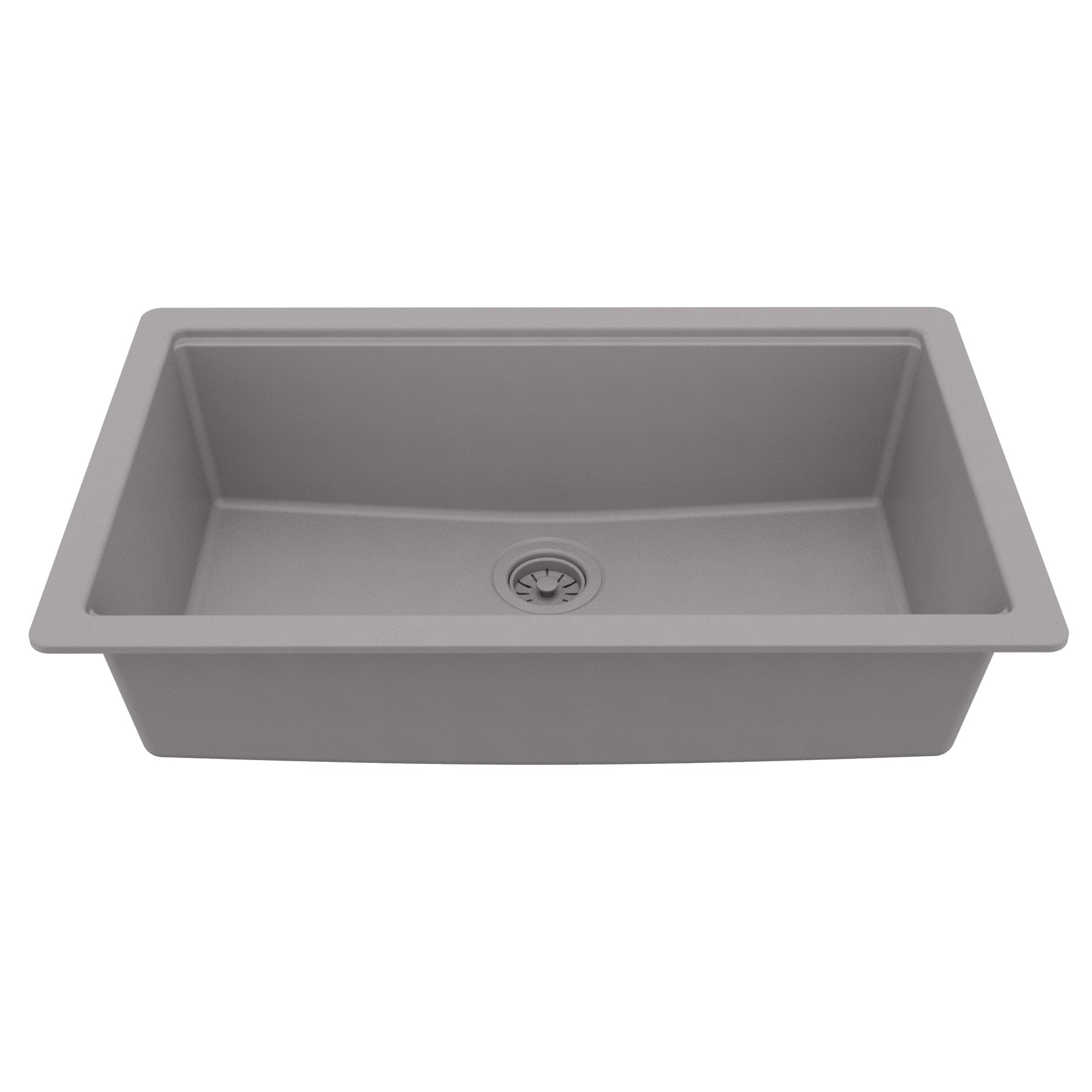 32" Undermount Single Bowl Quartz Kitchen Sink Kit In Grey