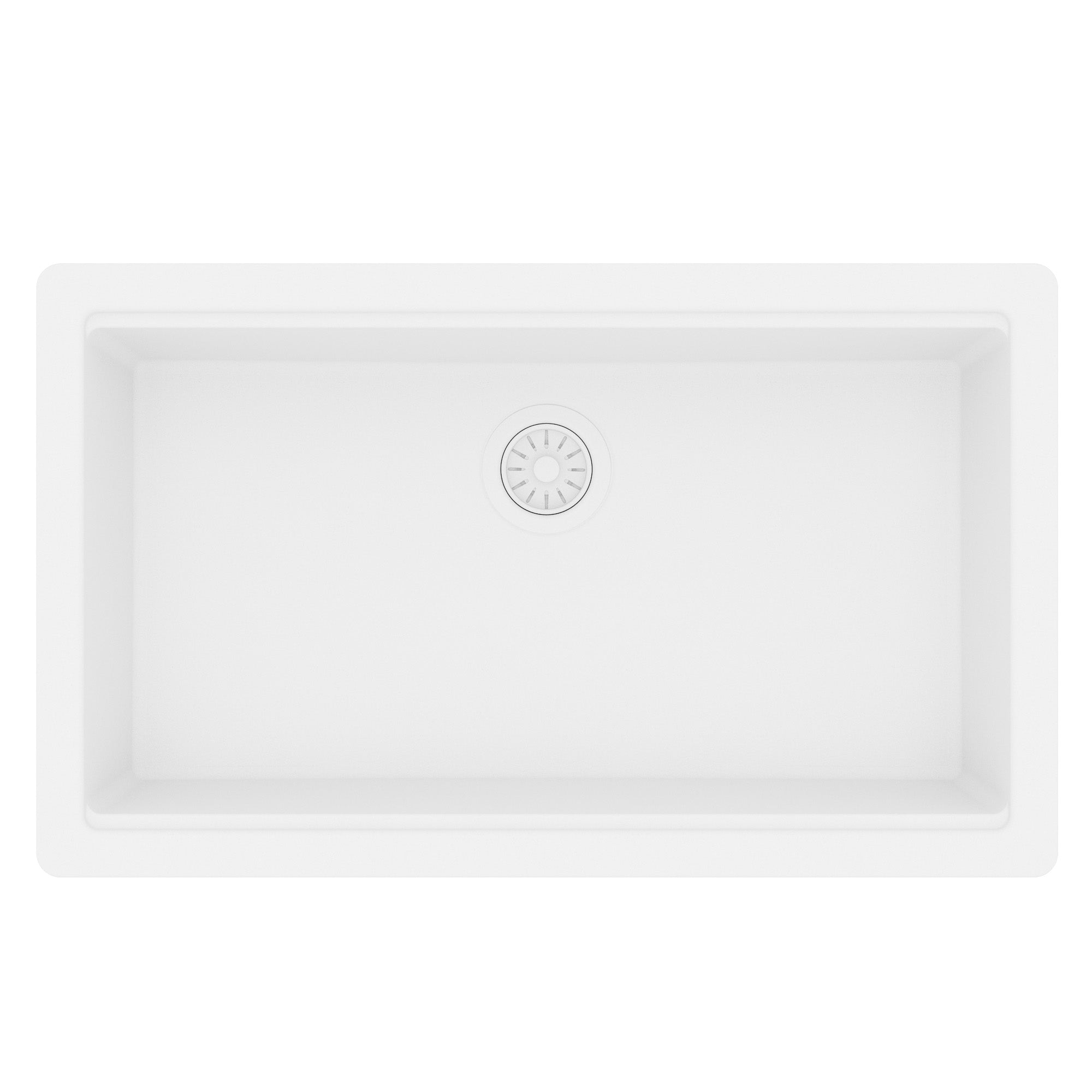 32" Undermount Single Bowl Quartz Kitchen Sink Kit In White