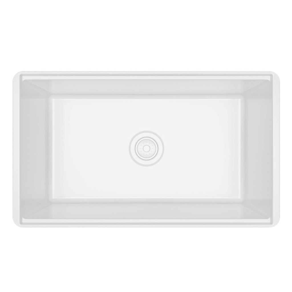 Fireclay 30" Reversible Apron Front Single Bowl Workstation Kitchen Sink In White