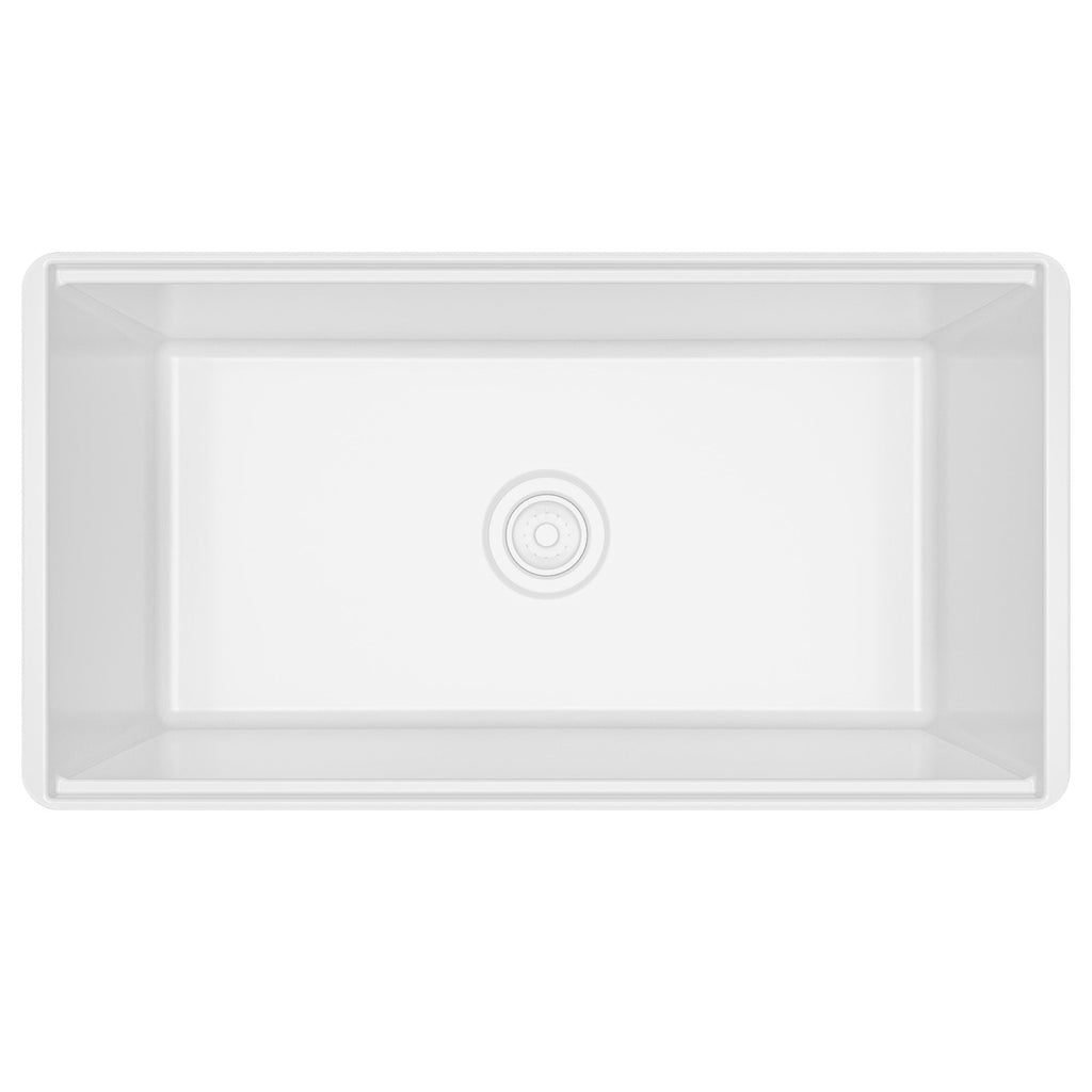 Fireclay 33" Reversible Apron Front Single Bowl Workstation Kitchen Sink In White