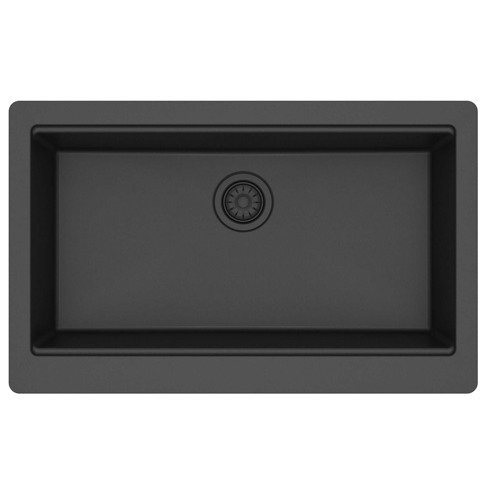 34" Apron Front Single Bowl Quartz Kitchen Sink Kit In Black