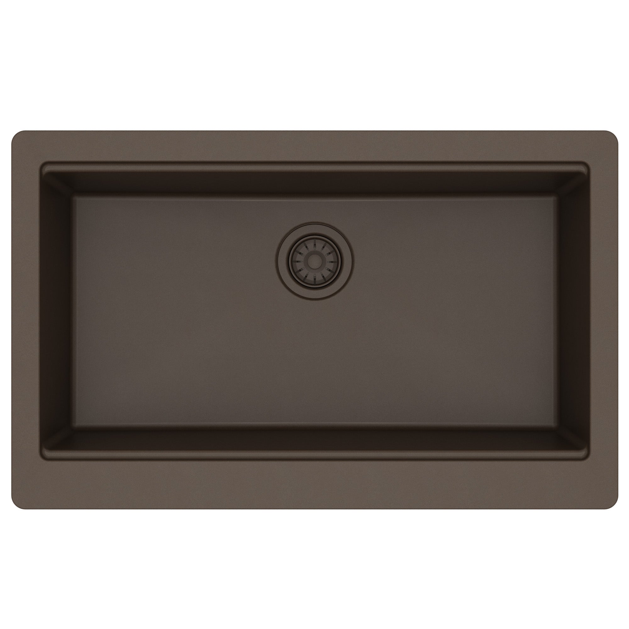 34" Apron Front Single Bowl Quartz Kitchen Sink Kit In Brown
