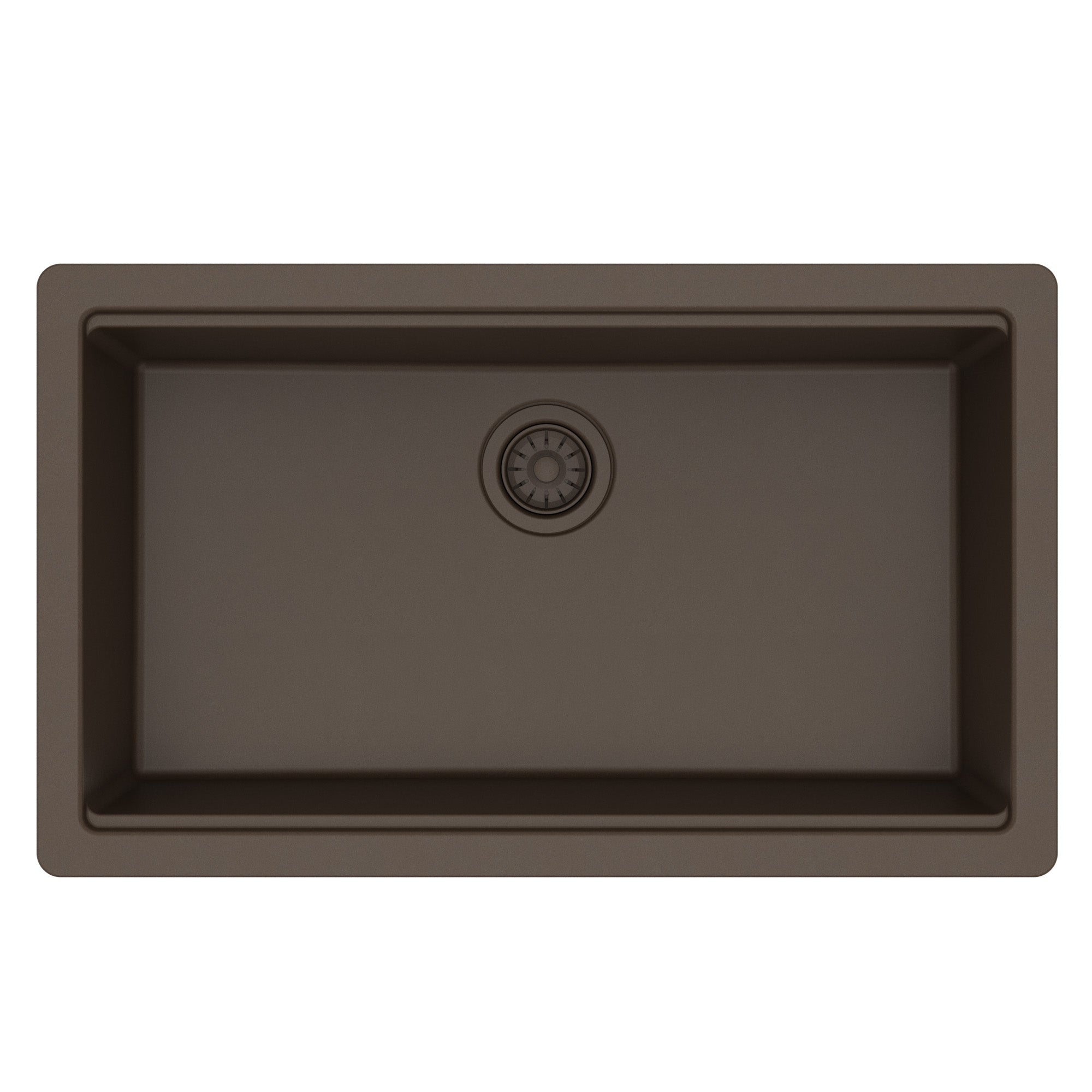 32" Undermount Single Bowl Quartz Kitchen Sink Kit In Brown
