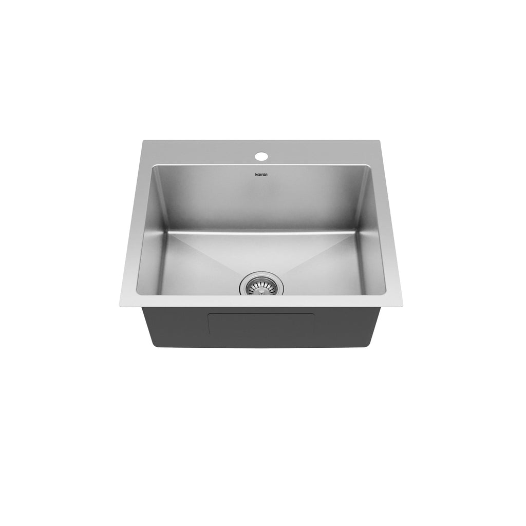 25" Top Mount Single Bowl Stainless Steel Kitchen Sink Kit
