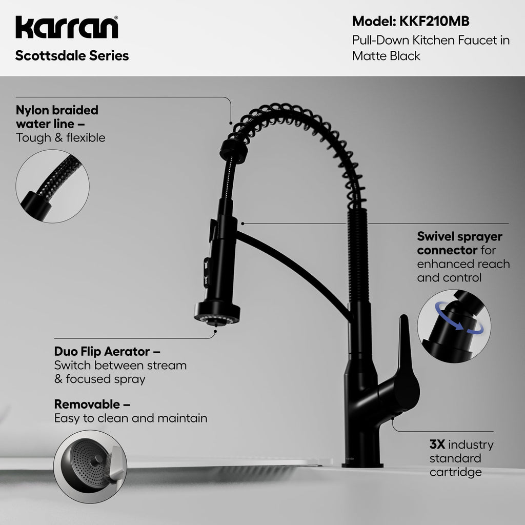 Scottsdale Single Hole Single Handle Pull-Down Sprayer Kitchen Faucet In Matte Black